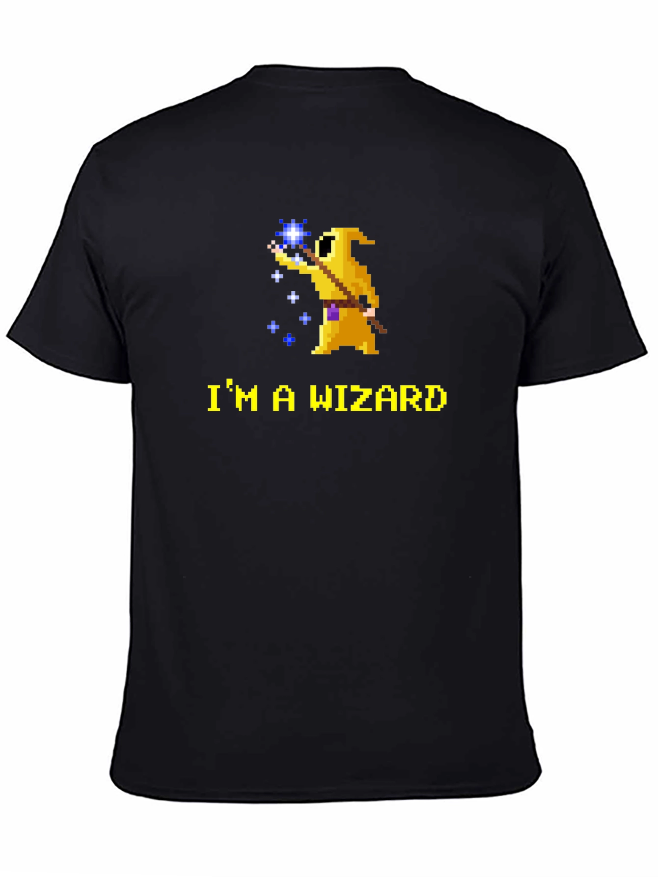 Im A Wizard Black T-Shirt - Retro Pixel Art