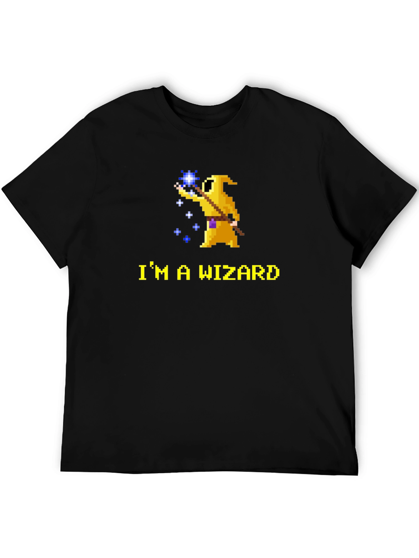 Im A Wizard Black T-Shirt - Retro Pixel Art