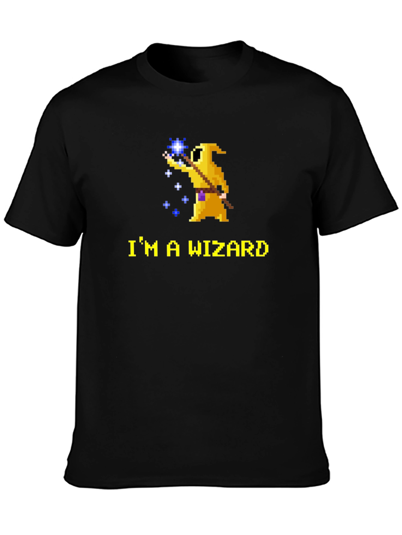 Im A Wizard Black T-Shirt - Retro Pixel Art