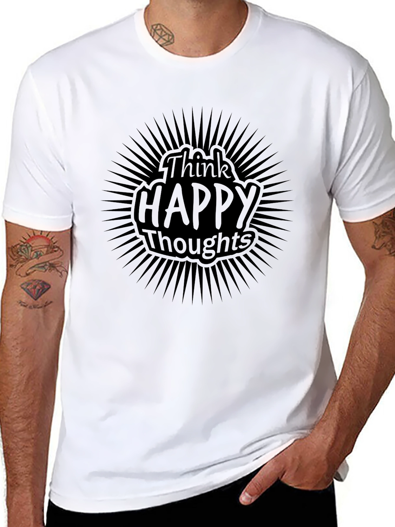 Think Happy Thoughts Graphic Tee - Black