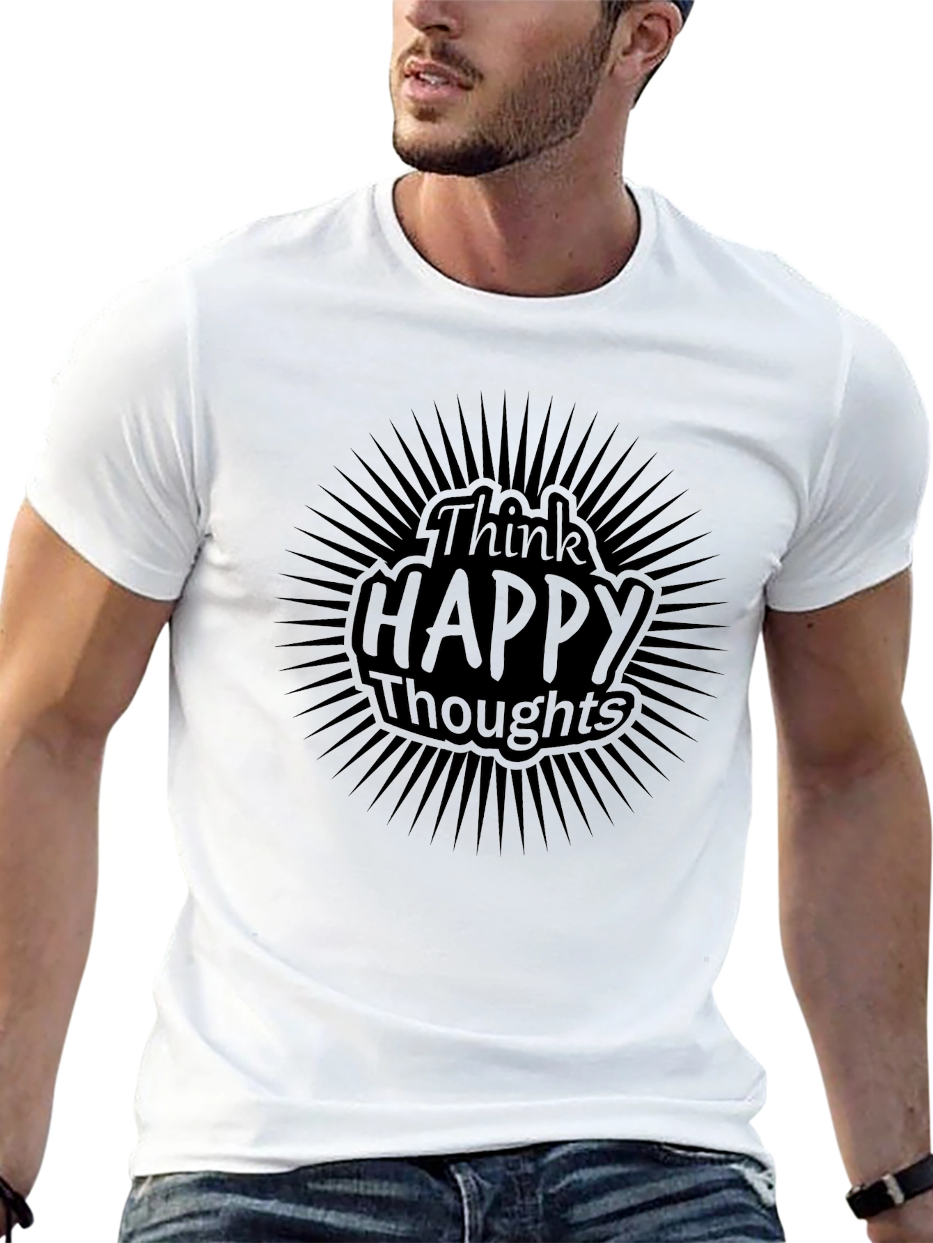 Think Happy Thoughts Graphic Tee - Black