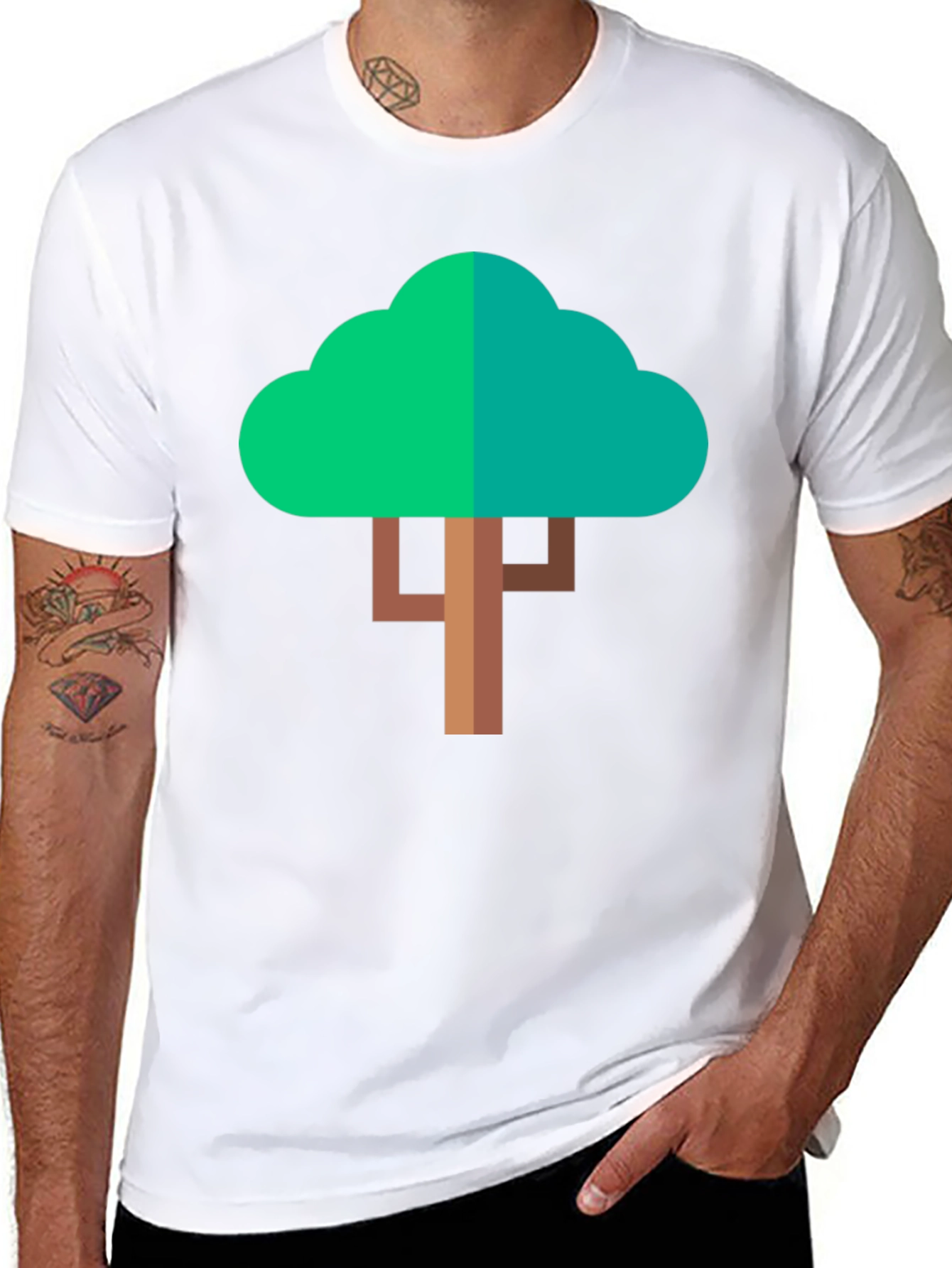 Geometric Tree Graphic T-Shirt - Modern Style