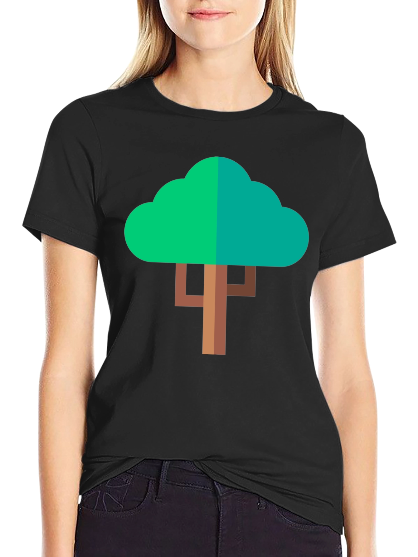 Geometric Tree Graphic T-Shirt - Modern Style