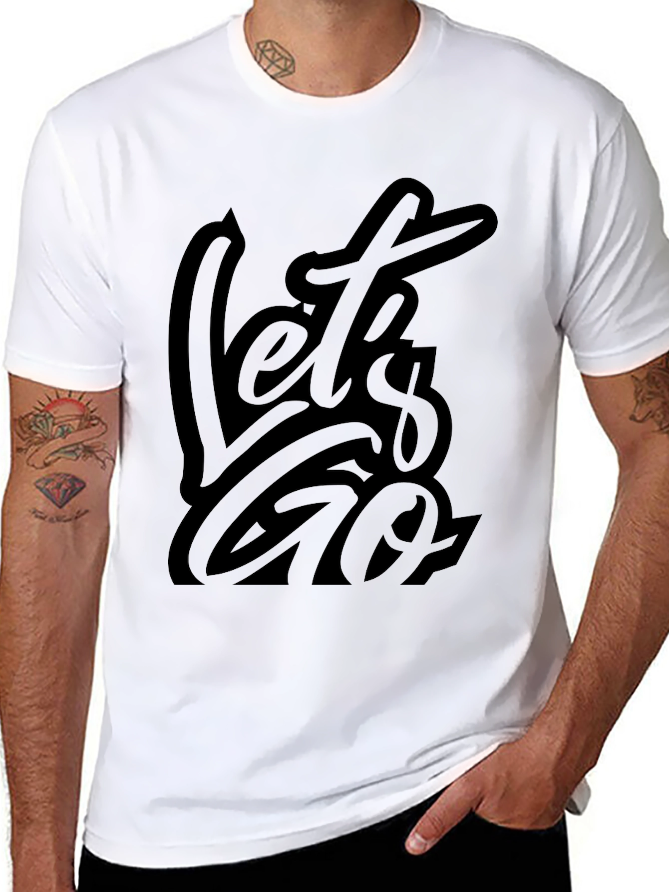 Mens Black Lets Go Graphic Tee