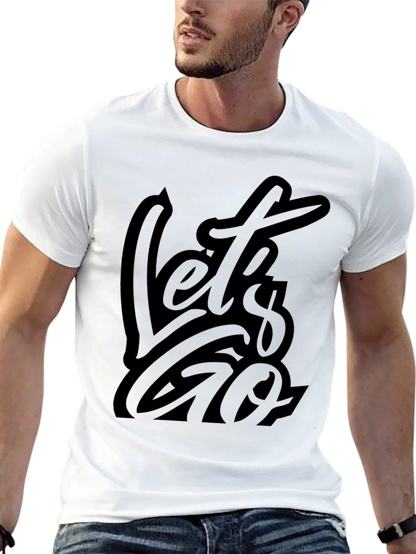 Mens Black Lets Go Graphic Tee