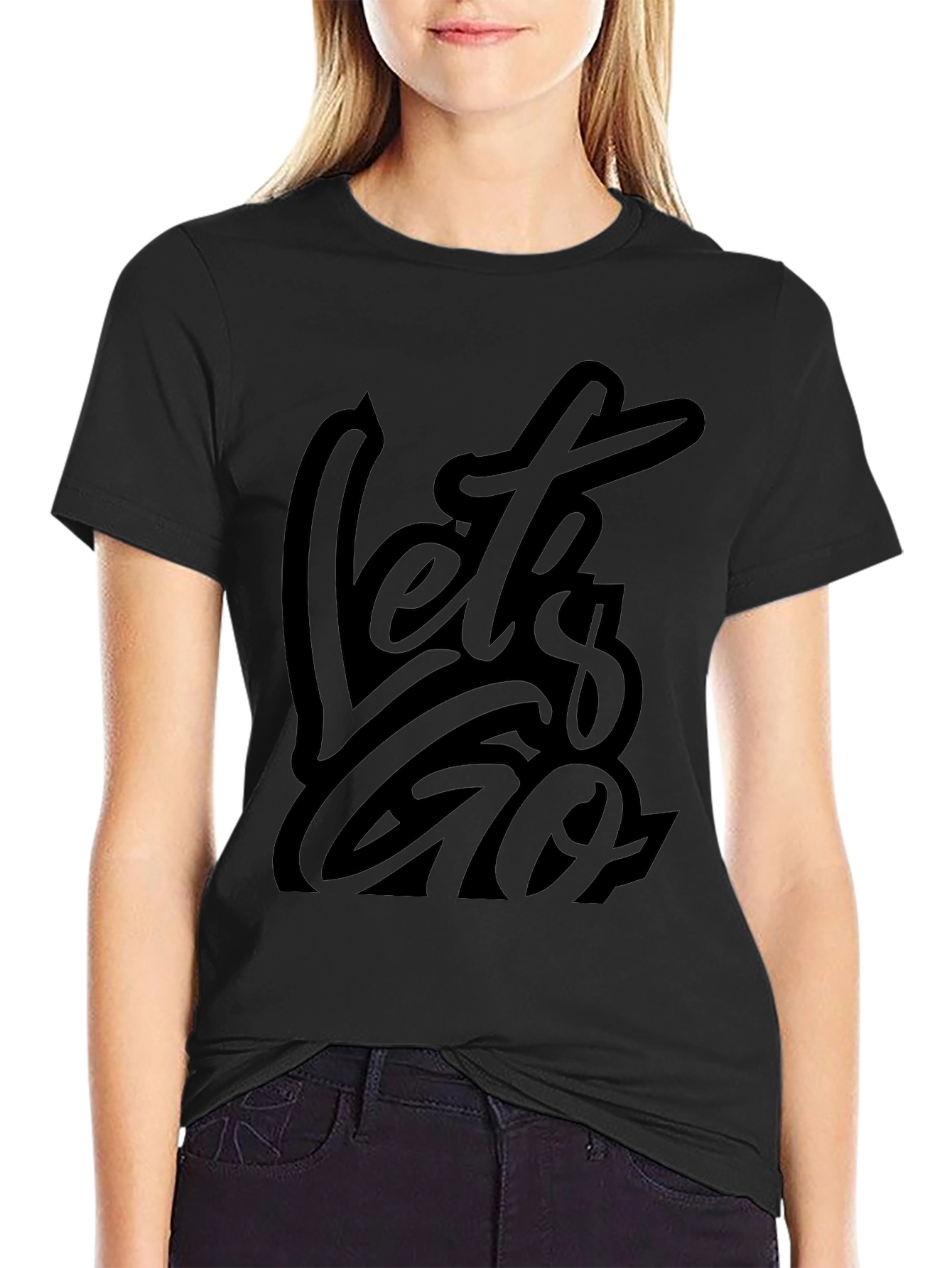 Mens Black Lets Go Graphic Tee