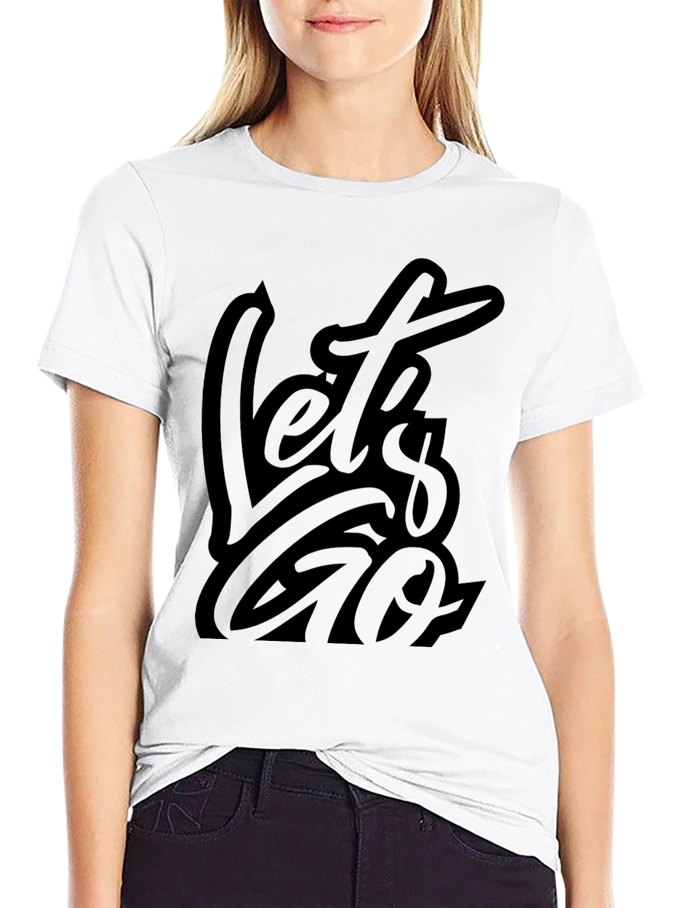 Mens Black Lets Go Graphic Tee