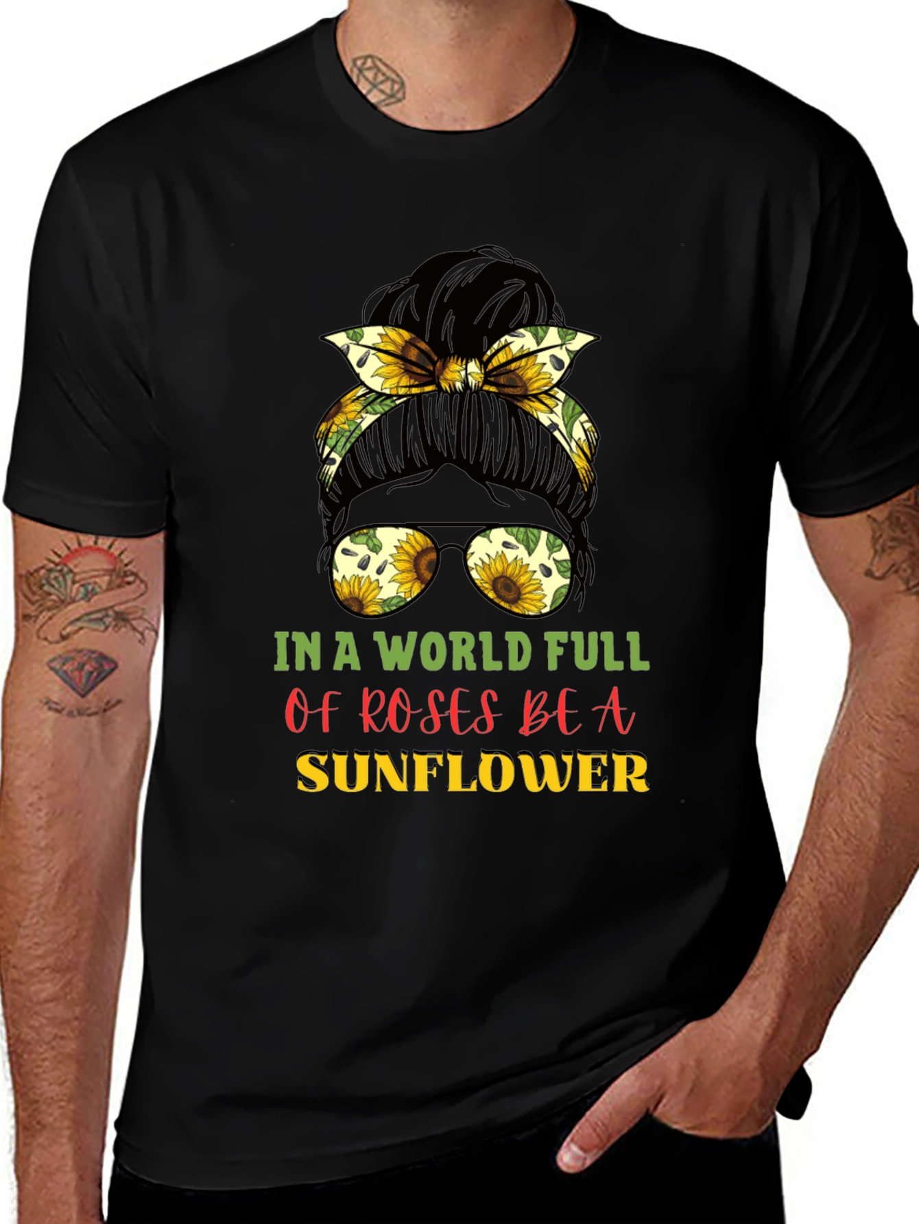 Sunflower Messy Bun Graphic Tee