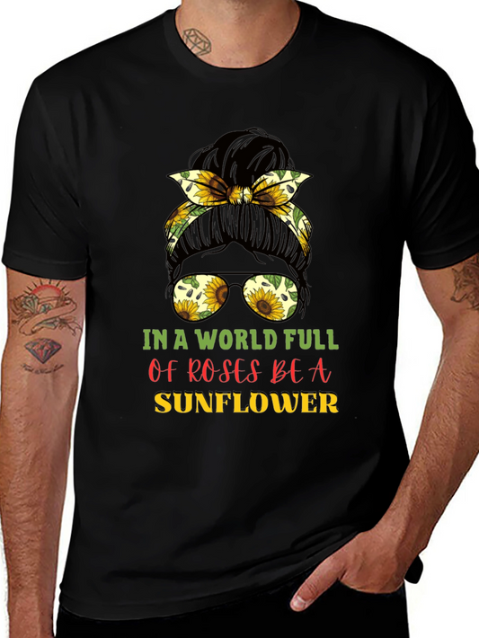Sunflower Messy Bun Graphic Tee