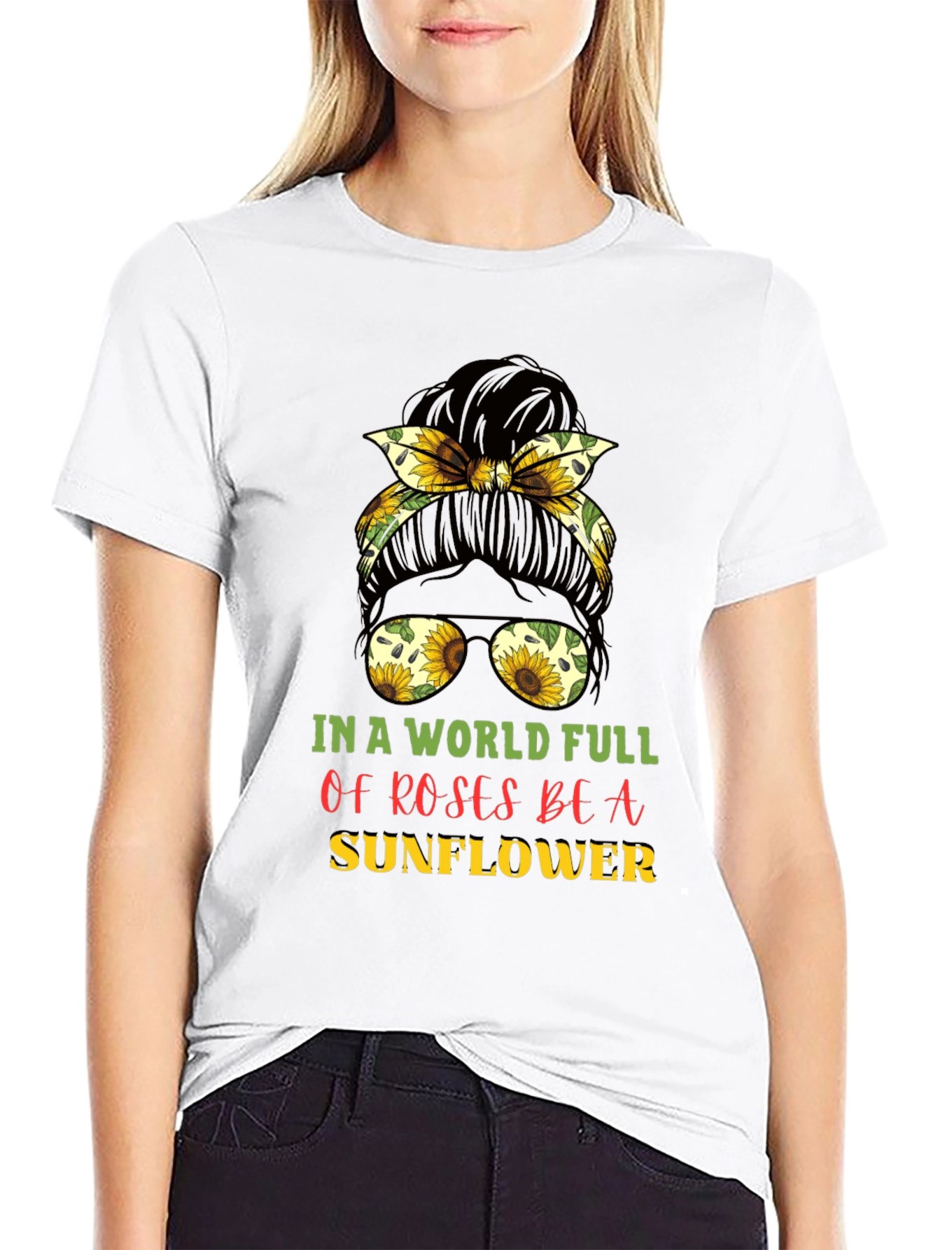 Sunflower Messy Bun Graphic Tee