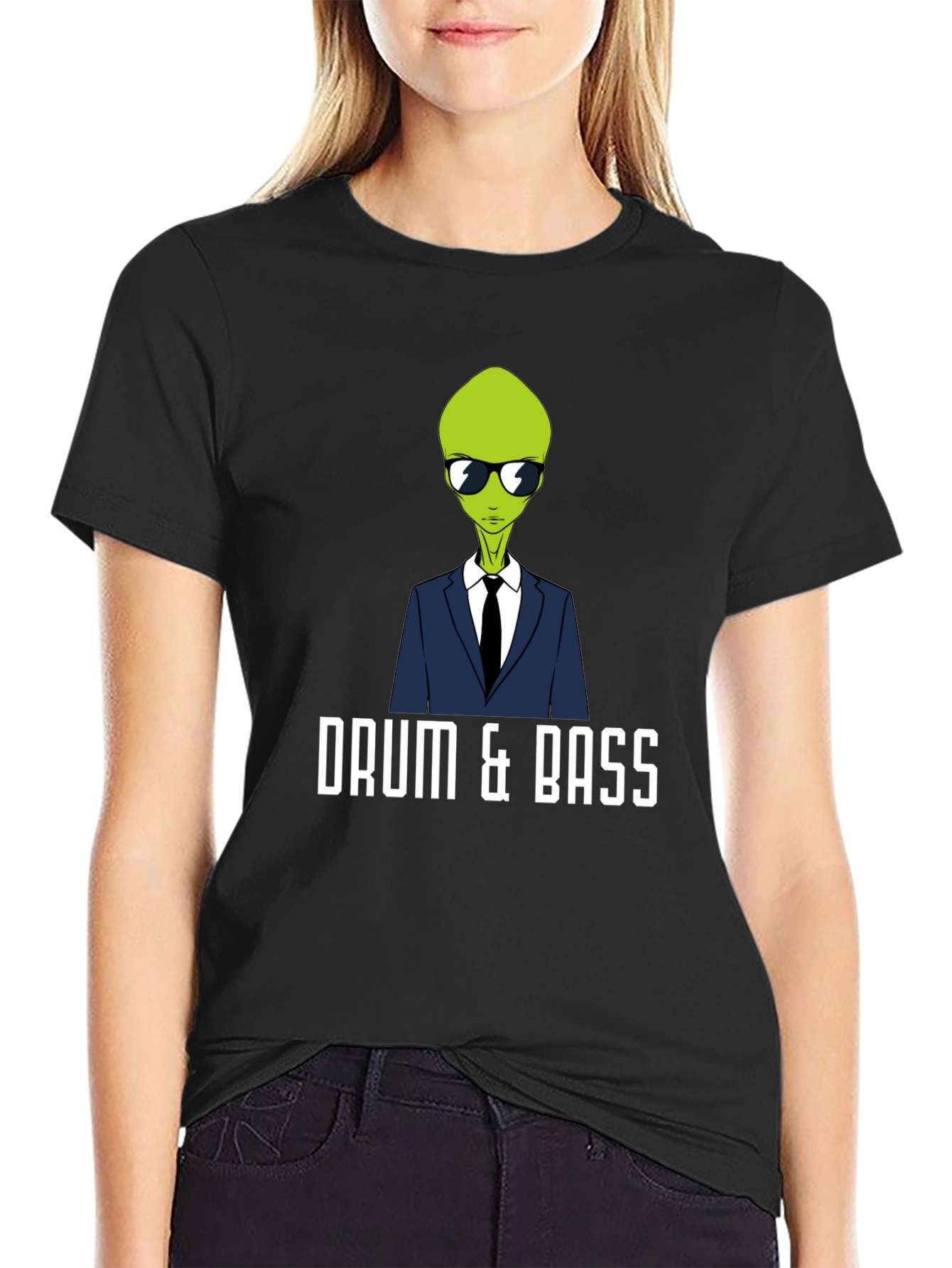 Drum & Bass Alien Graphic Tee - Black