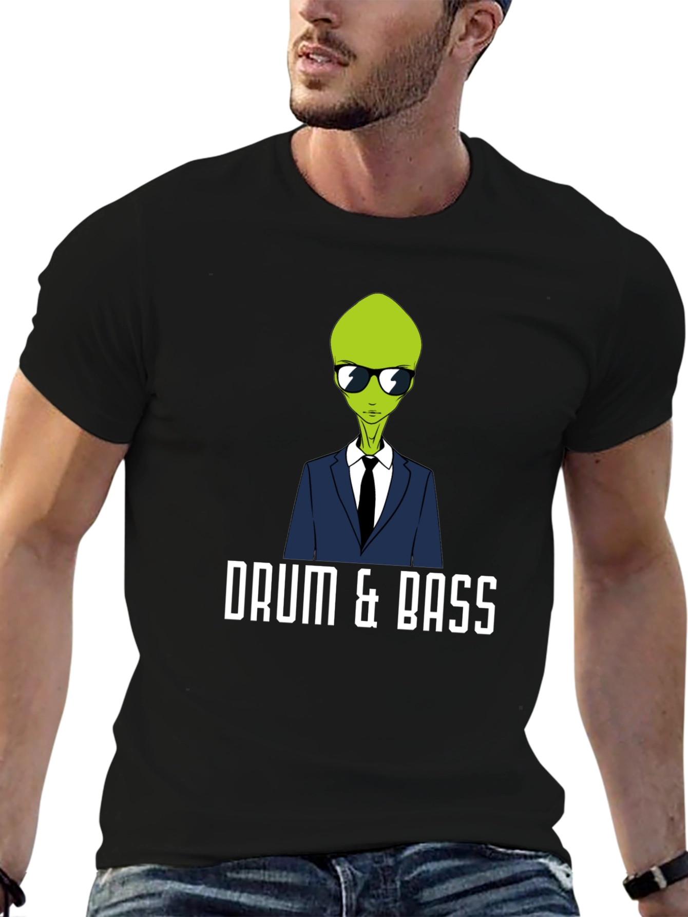 Drum & Bass Alien Graphic Tee - Black