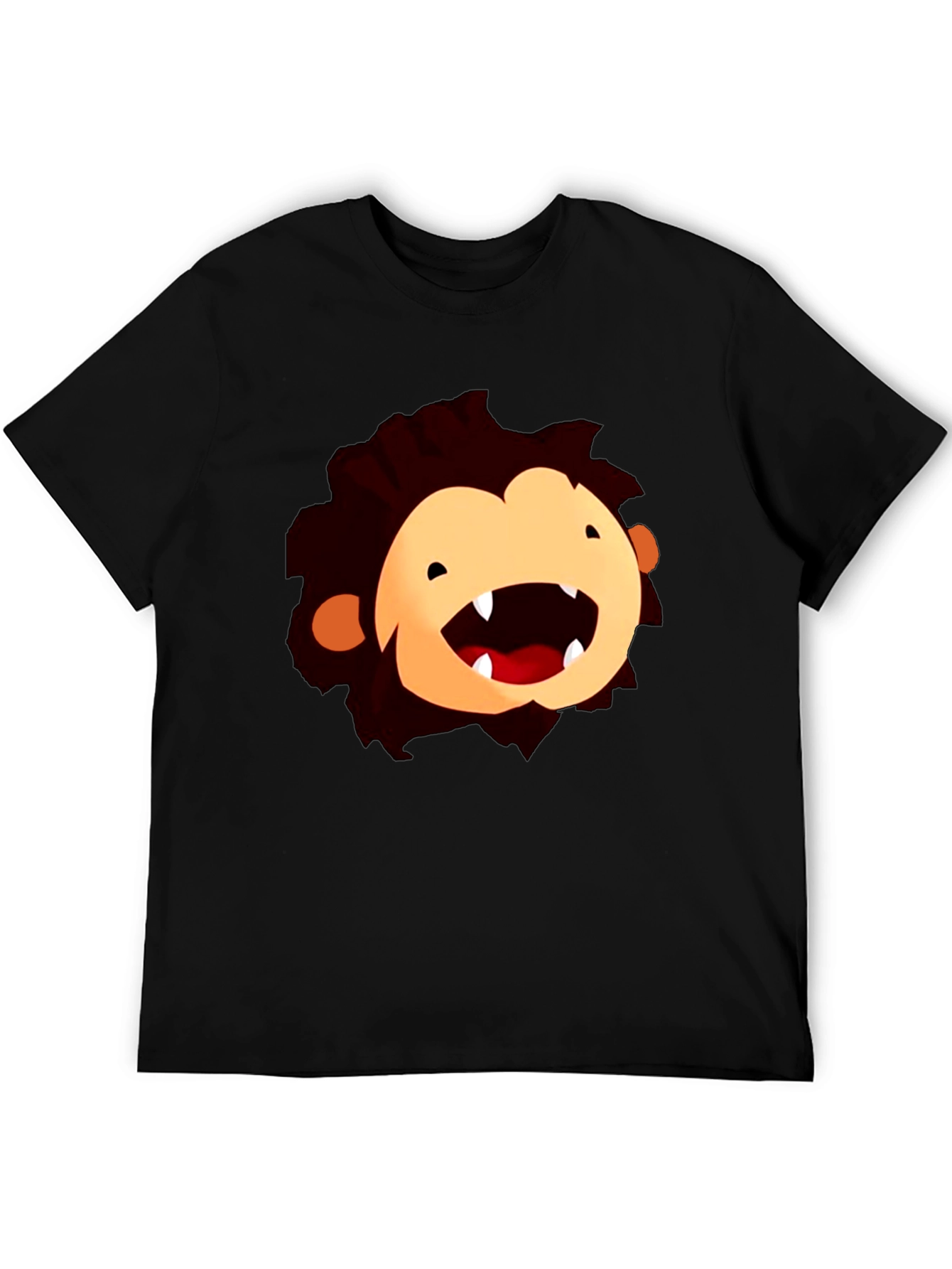 Cartoon Monster Face Black T-Shirt