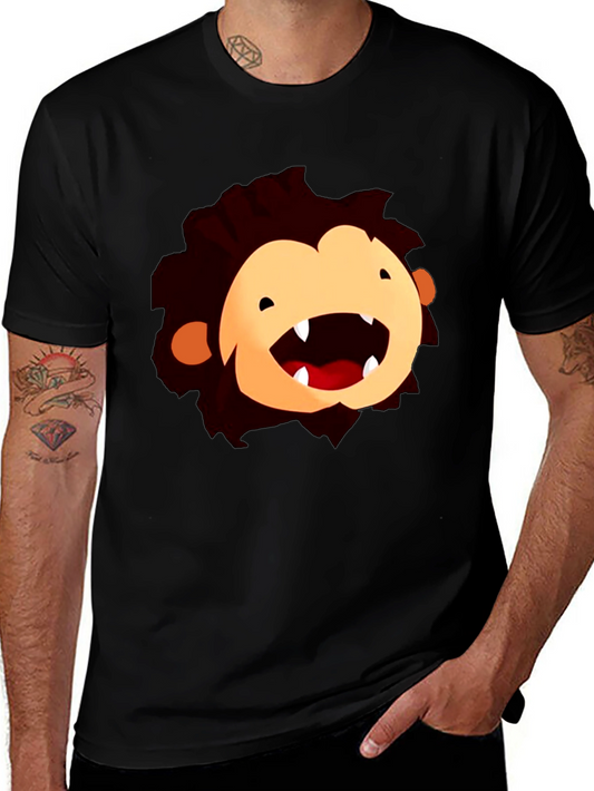 Cartoon Monster Face Black T-Shirt