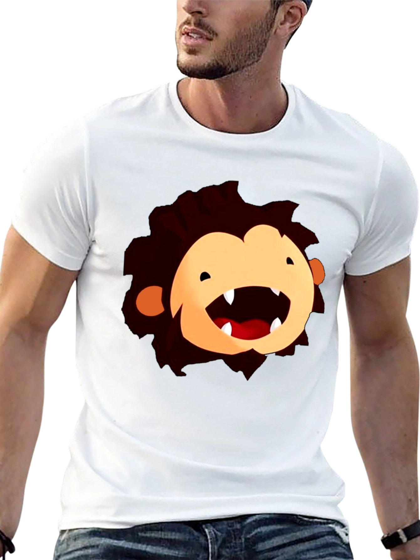 Cartoon Monster Face Black T-Shirt