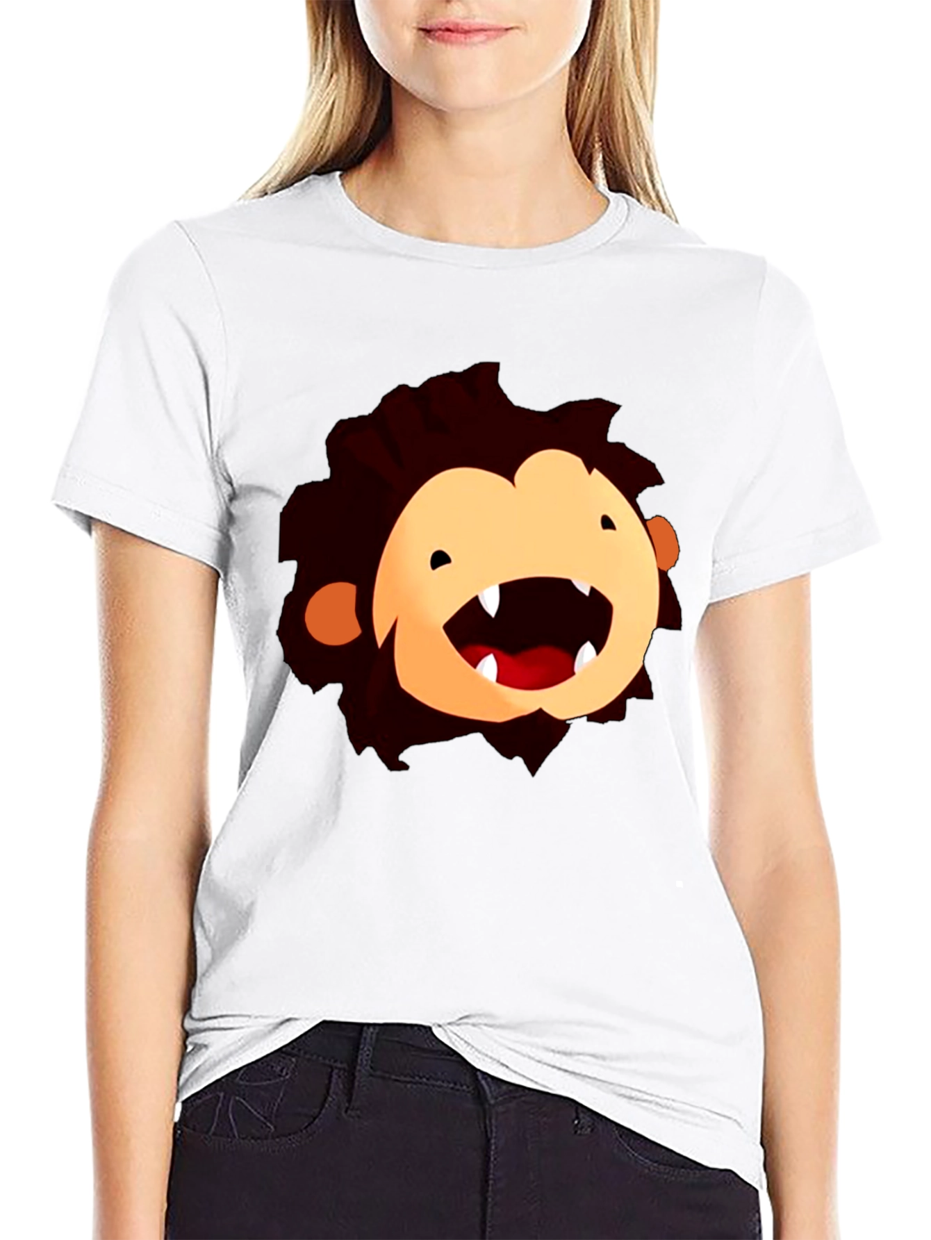 Cartoon Monster Face Black T-Shirt