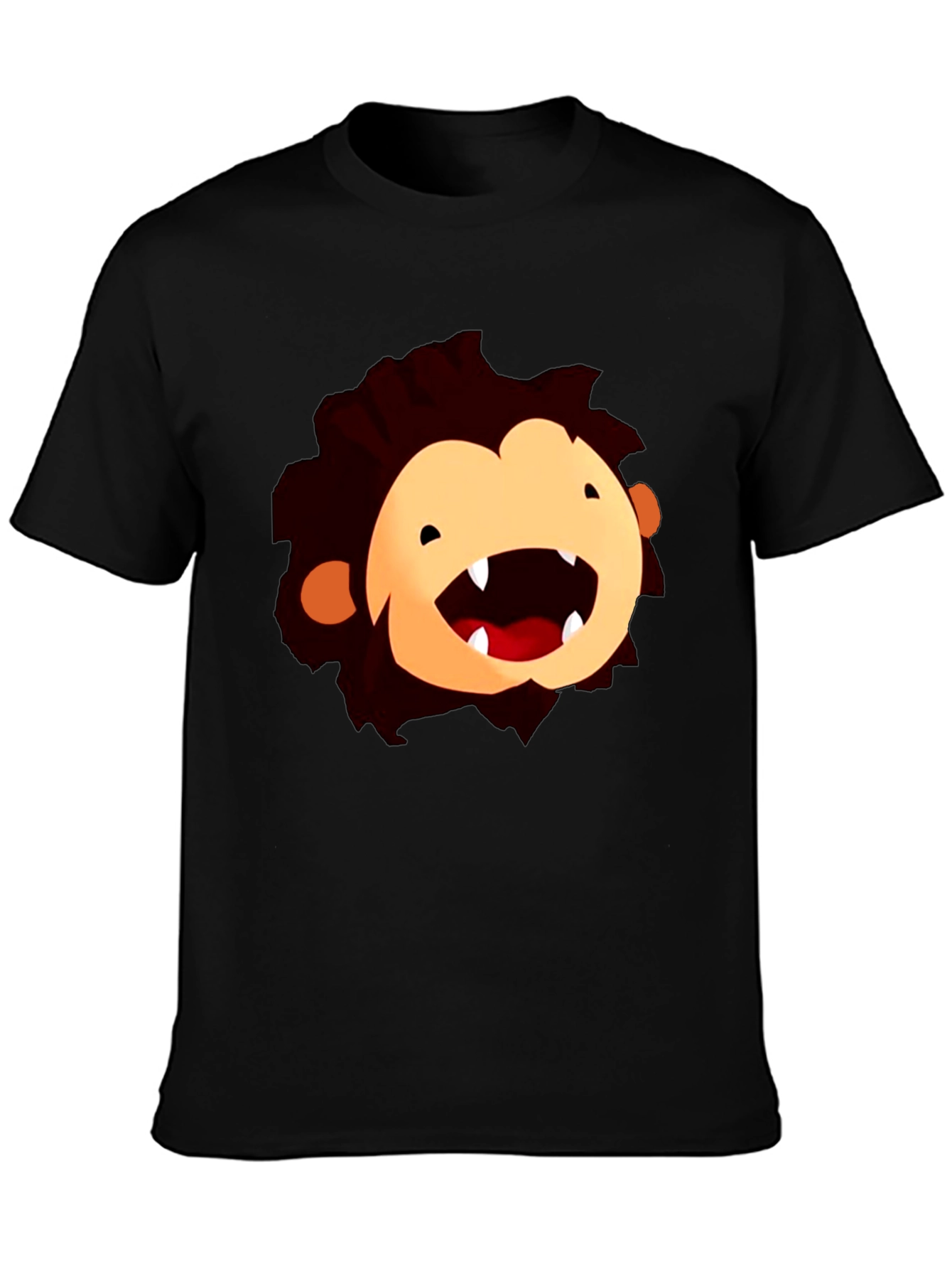 Cartoon Monster Face Black T-Shirt