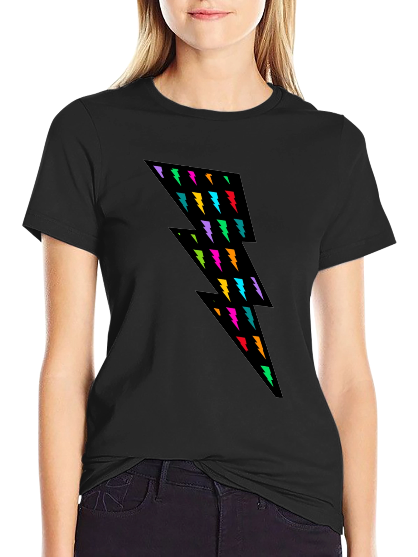 Lightning Bolt Graphic Tee - Black Casual Shirt