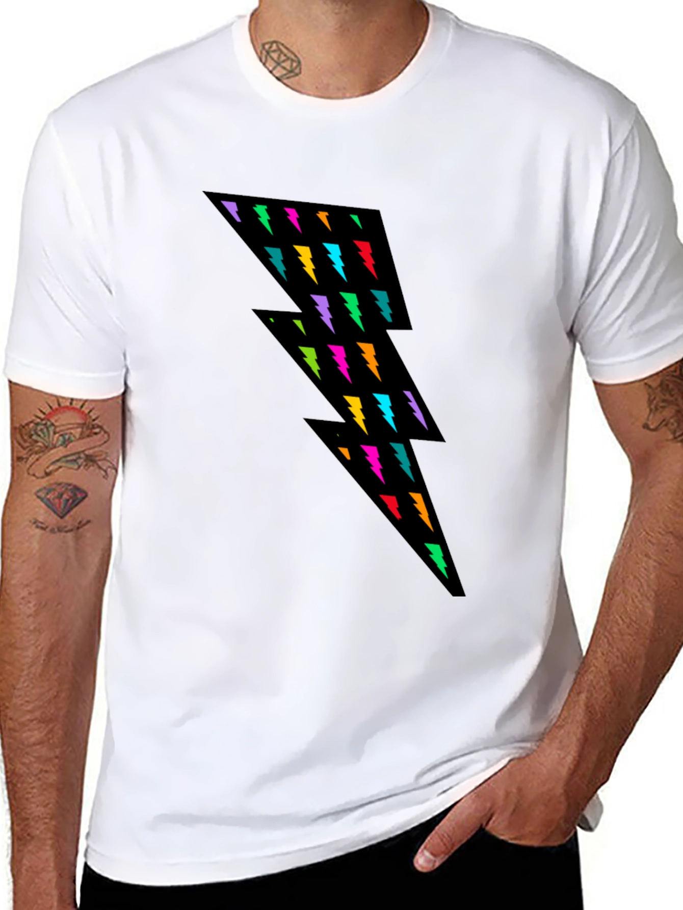 Lightning Bolt Graphic Tee - Black Casual Shirt