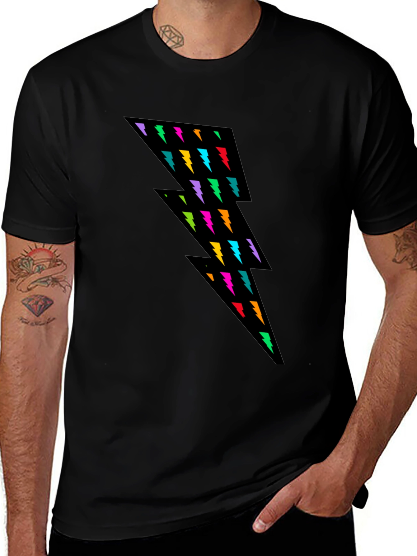 Lightning Bolt Graphic Tee - Black Casual Shirt