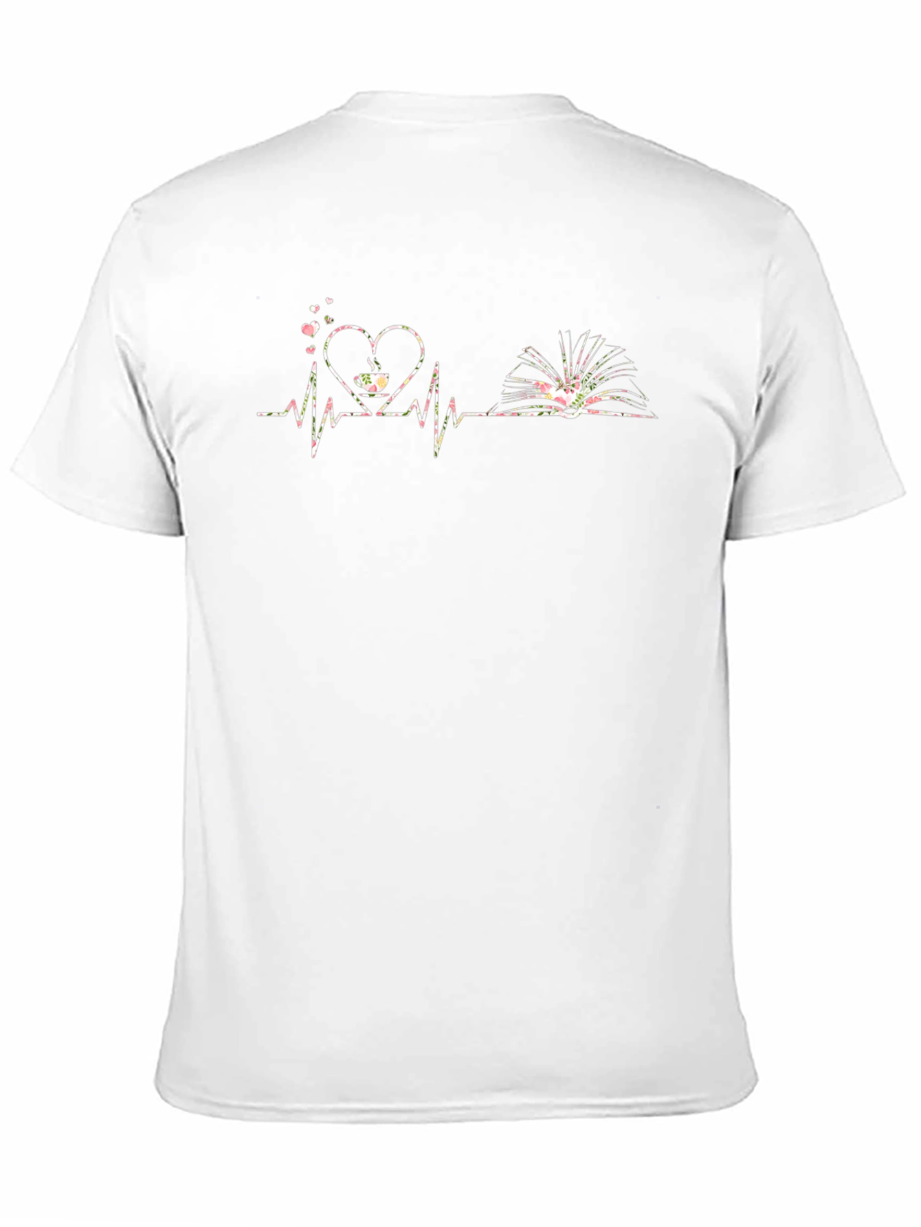 Book & Coffee Heartbeat Graphic T-Shirt