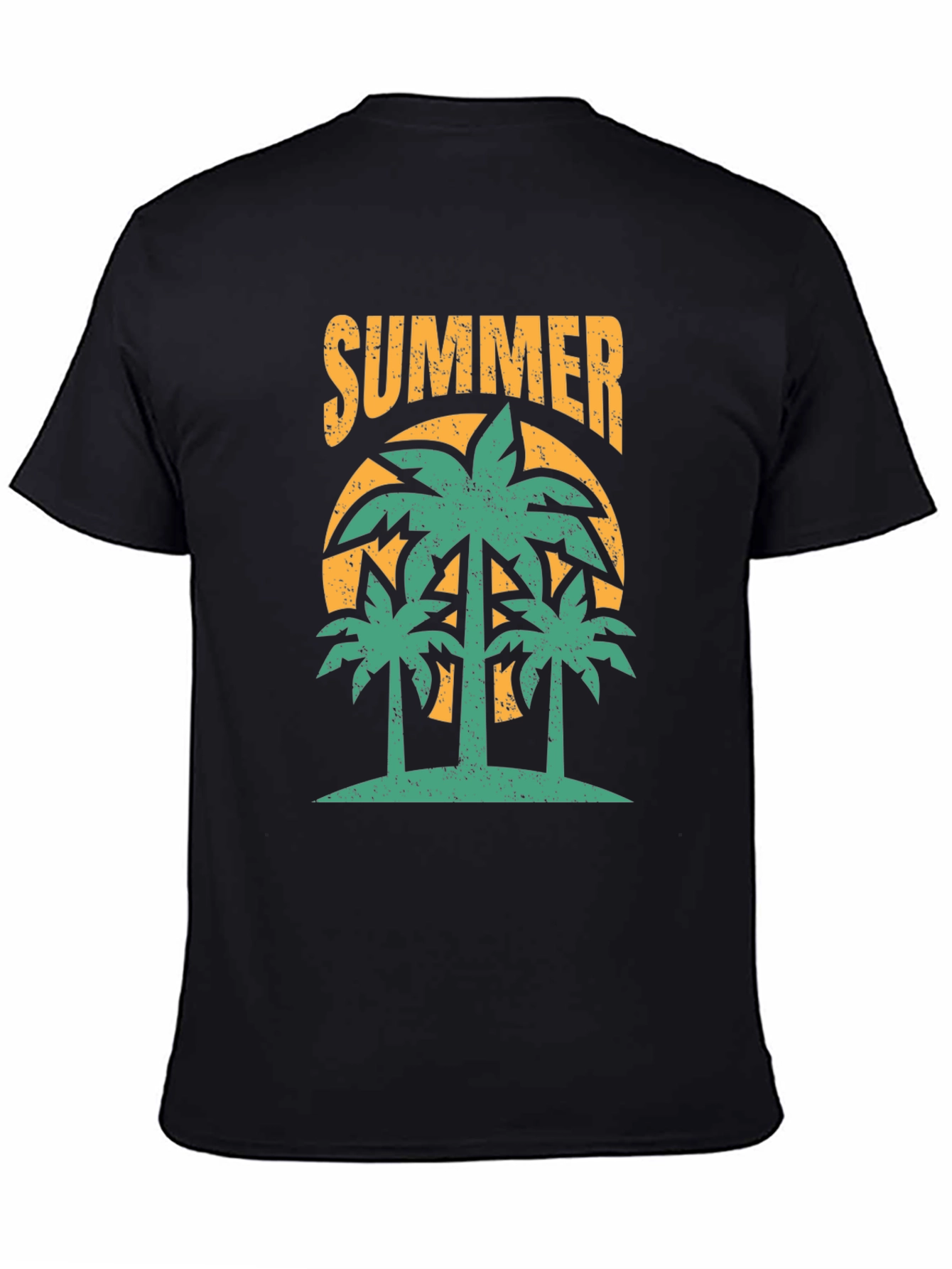 Summer Palm Tree Graphic Black T-Shirt