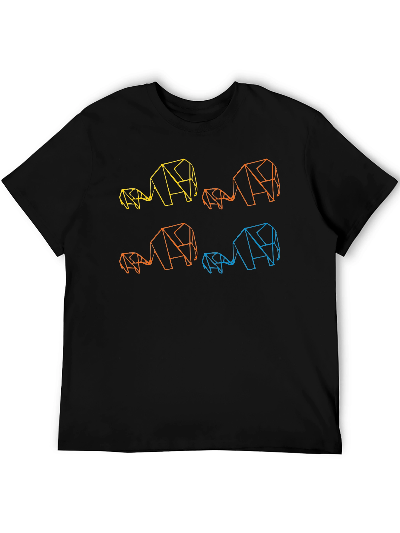 Geometric Elephant Family Black T-Shirt