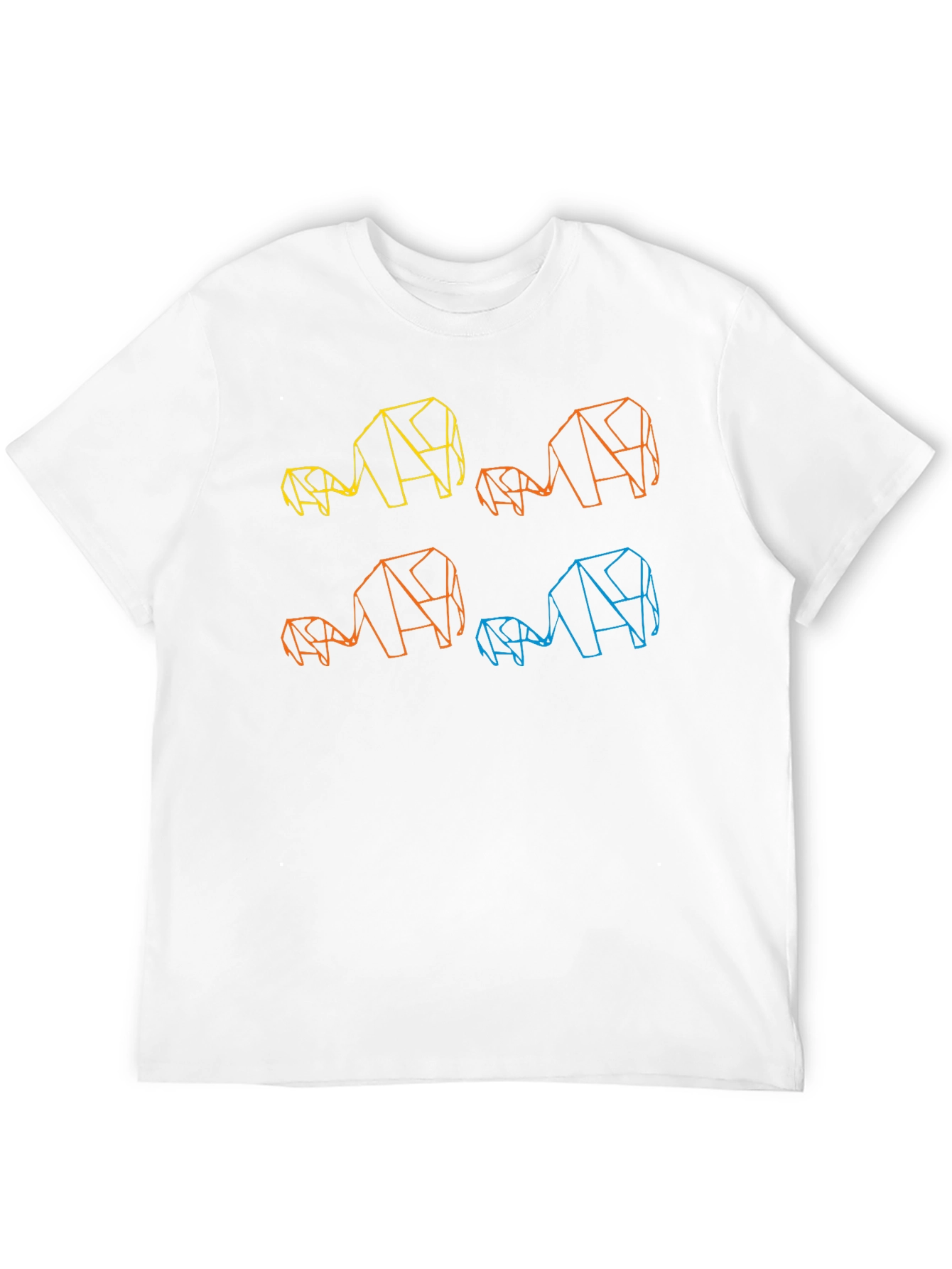 Geometric Elephant Family Black T-Shirt
