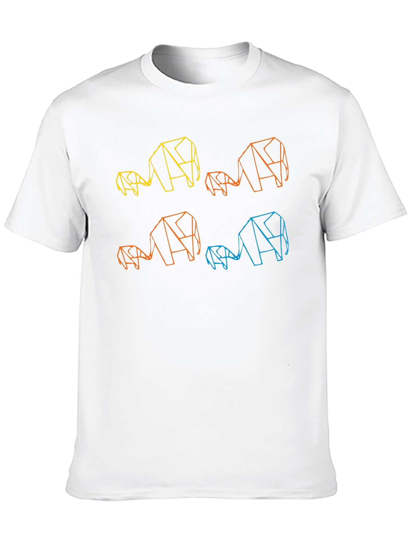 Geometric Elephant Family Black T-Shirt