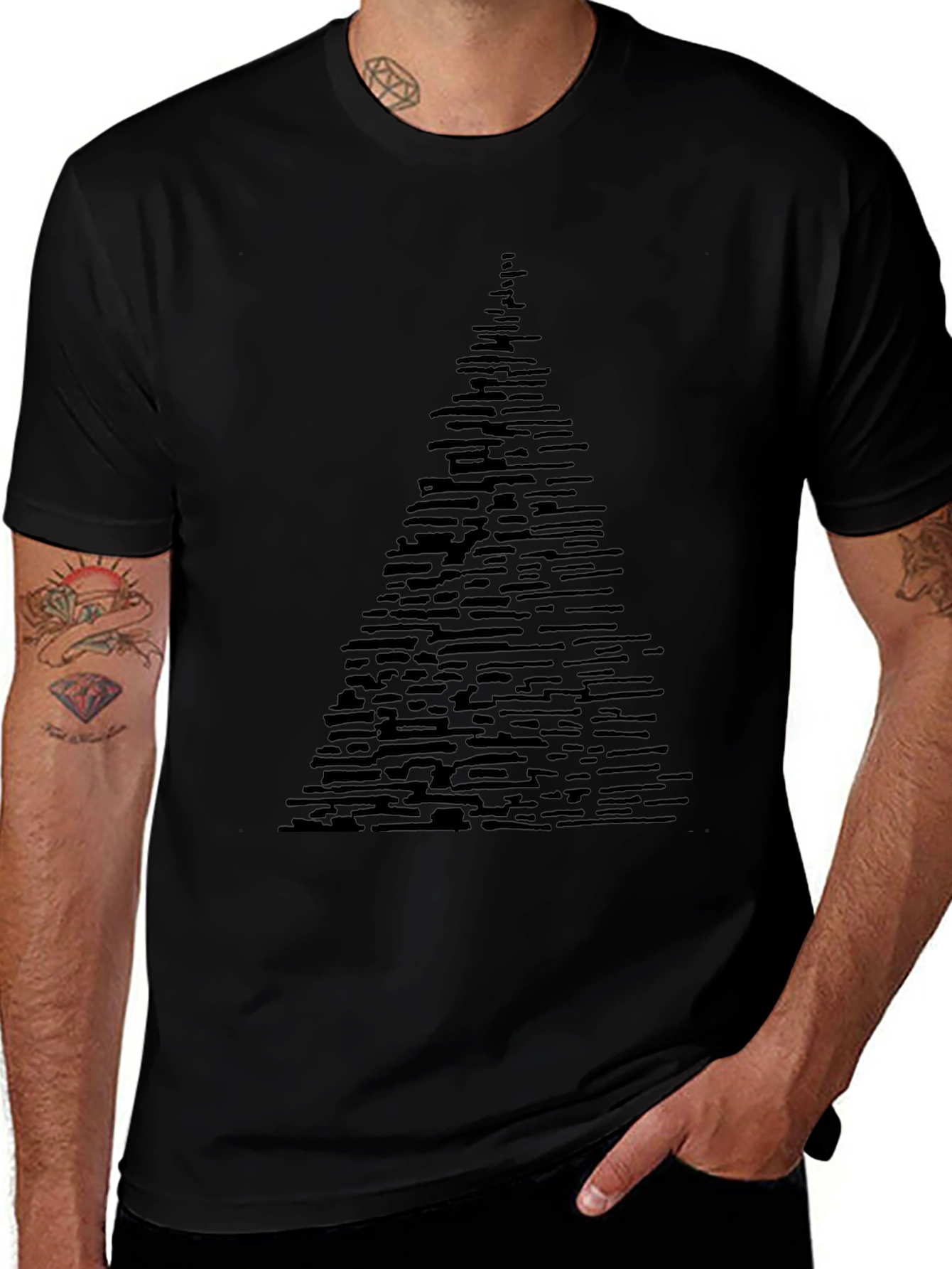 Abstract Tree Graphic Tee - Modern Black T-Shirt