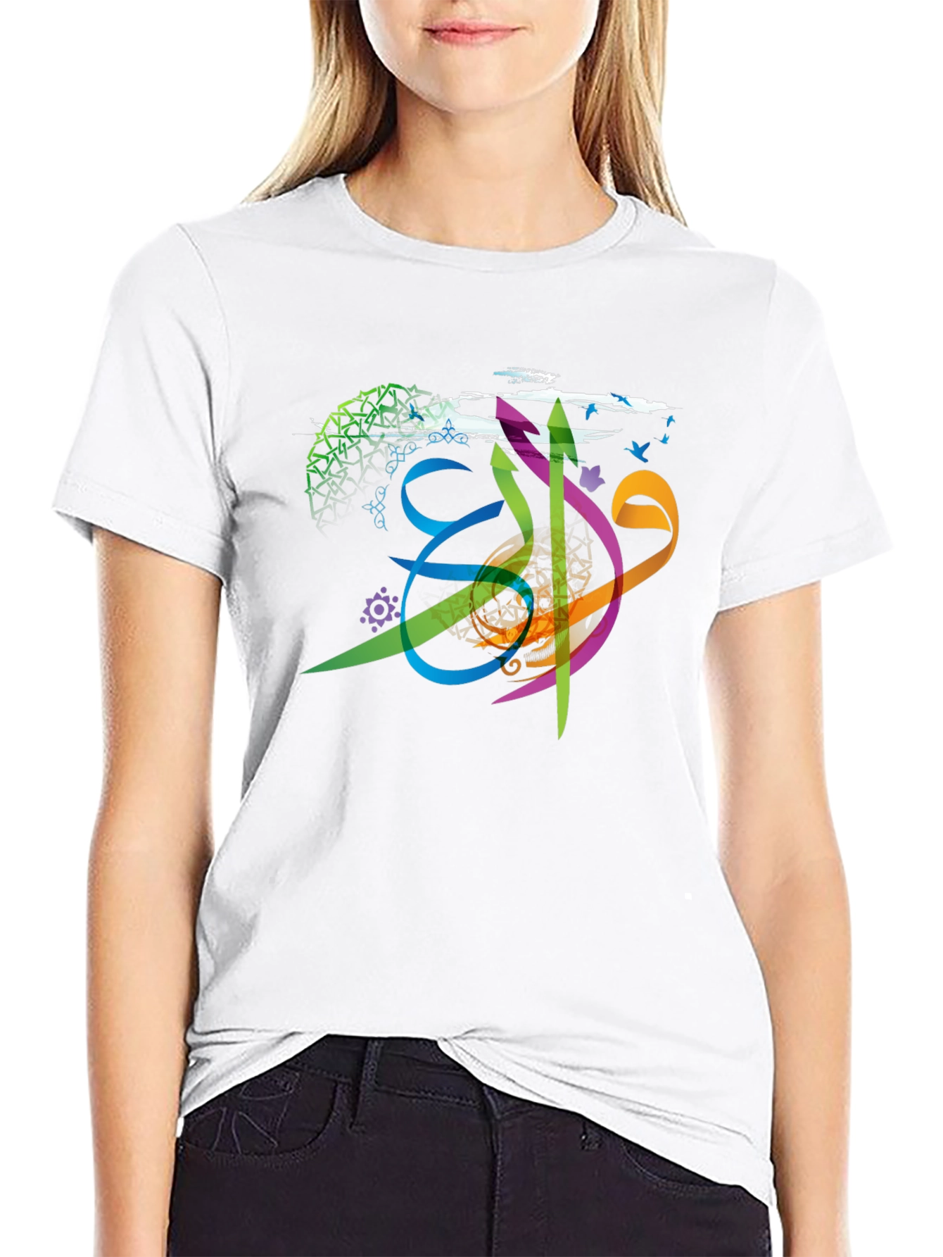 Artistic Arabic Calligraphy Mens T-Shirt - Black