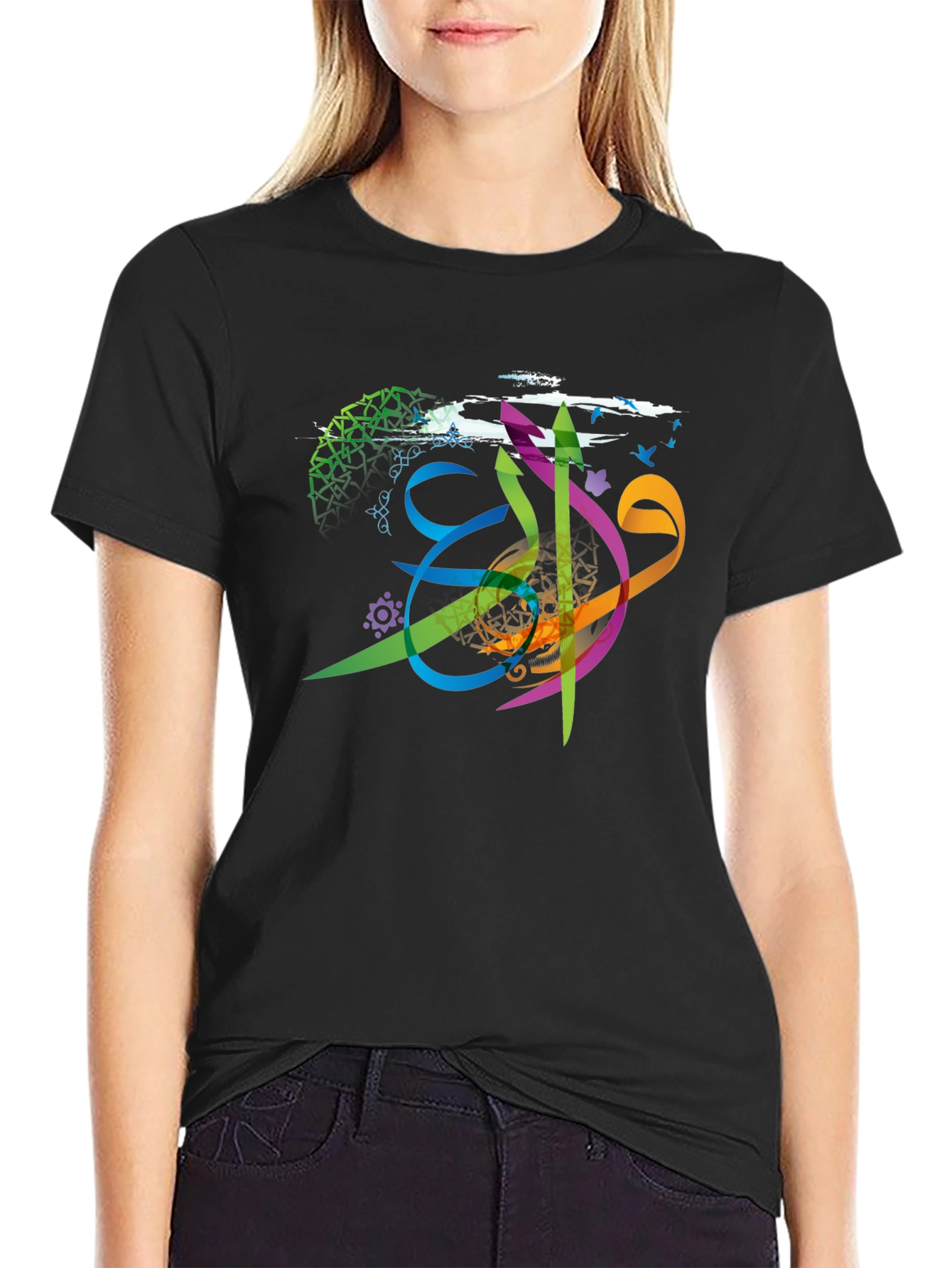 Artistic Arabic Calligraphy Mens T-Shirt - Black