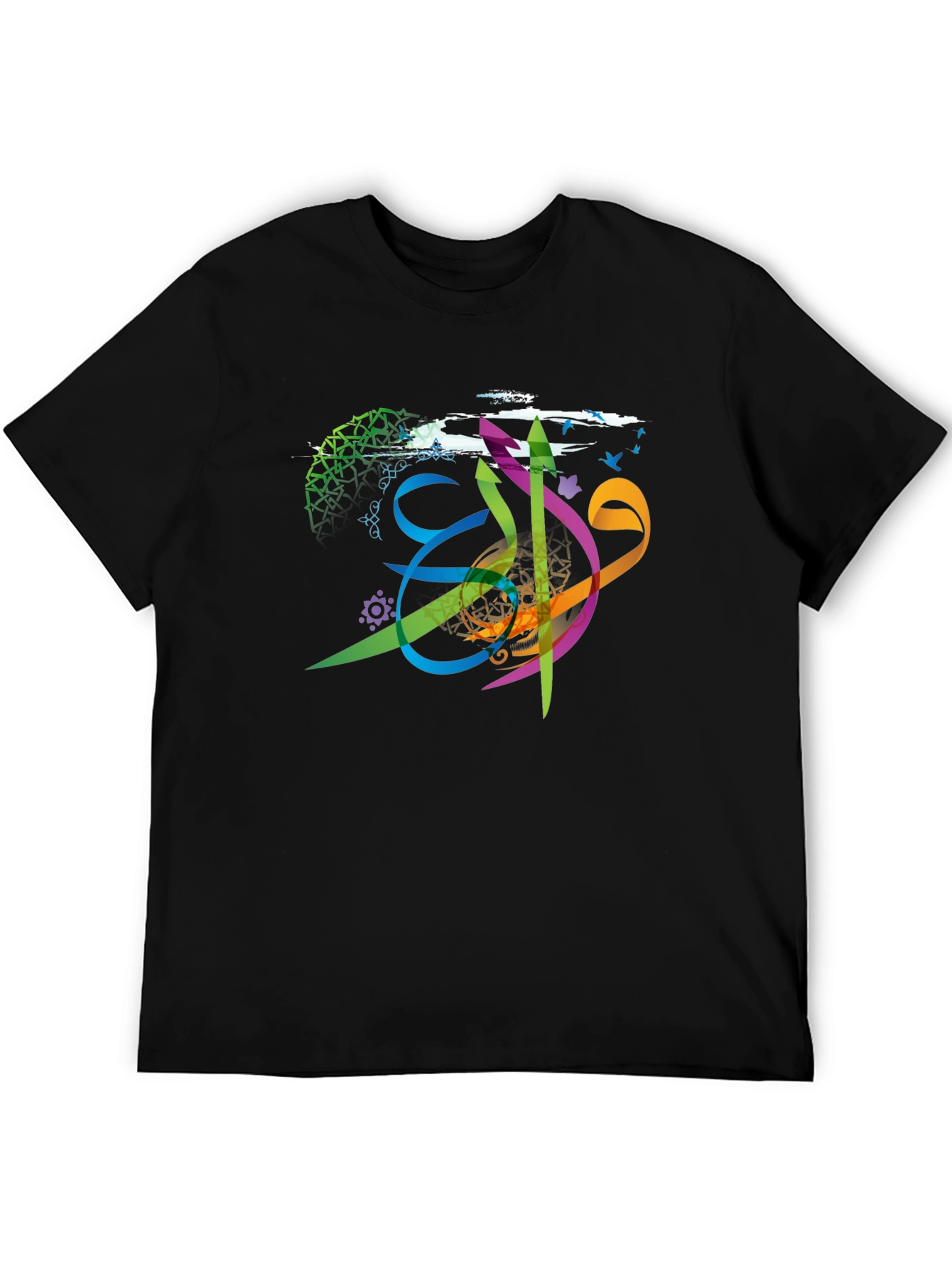 Artistic Arabic Calligraphy Mens T-Shirt - Black