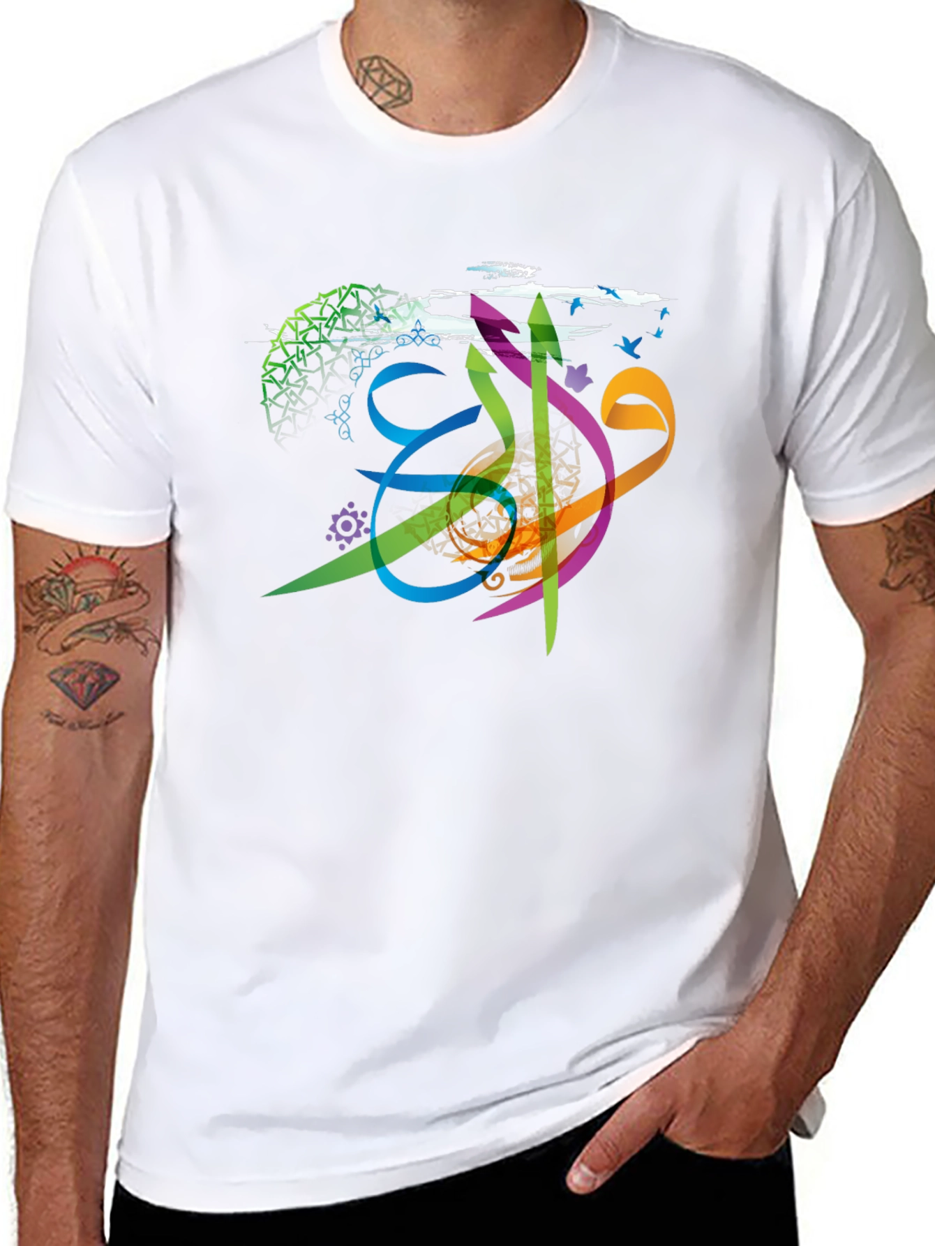 Artistic Arabic Calligraphy Mens T-Shirt - Black