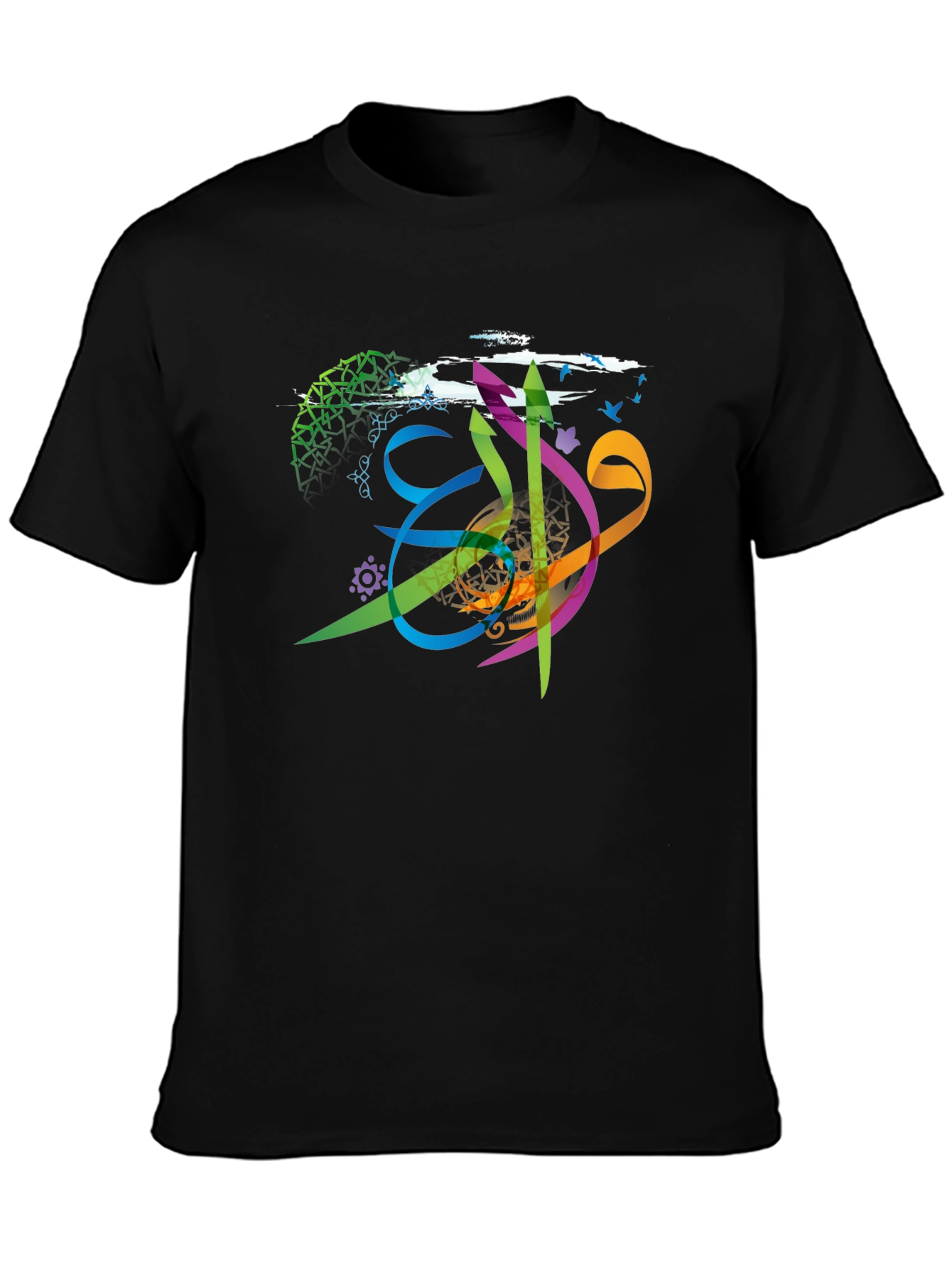 Artistic Arabic Calligraphy Mens T-Shirt - Black