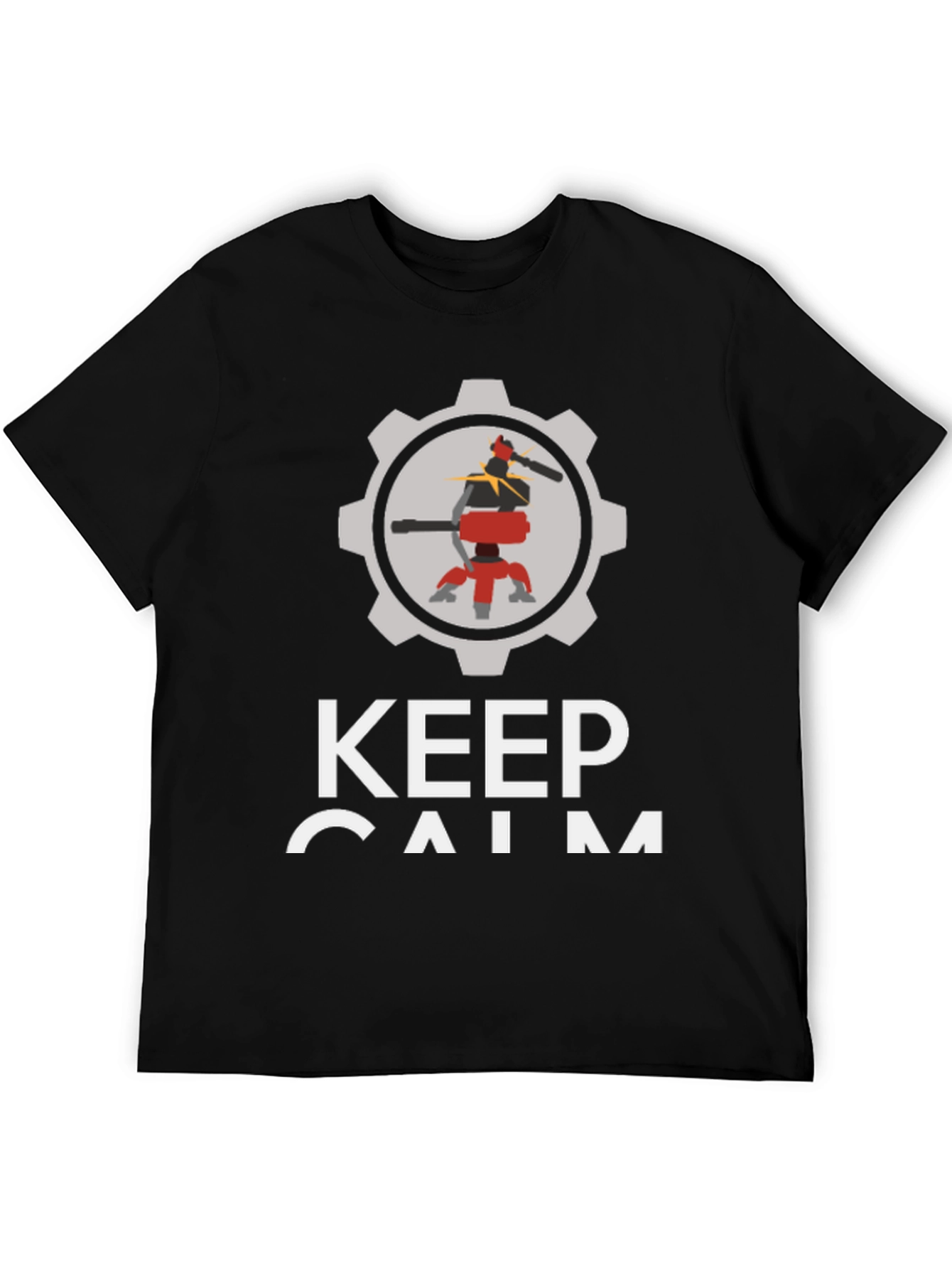 Keep Calm Automate T-Shirt - Black Cotton Robot Design