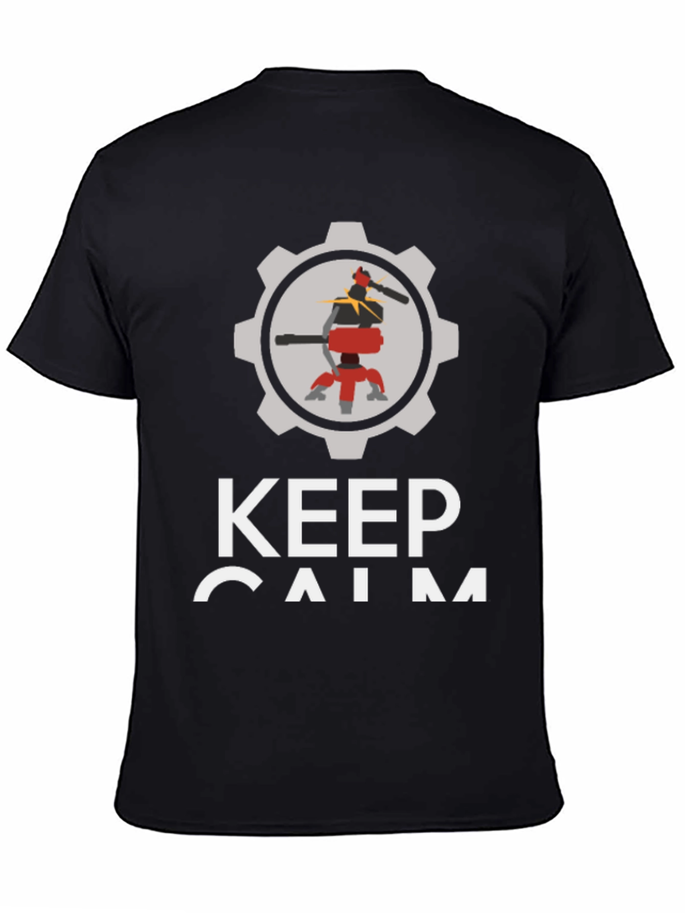 Keep Calm Automate T-Shirt - Black Cotton Robot Design