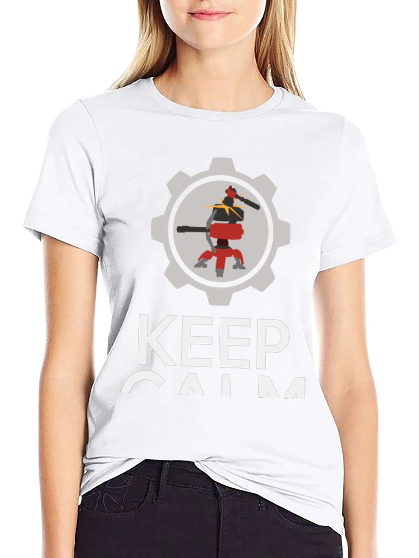 Keep Calm Automate T-Shirt - Black Cotton Robot Design