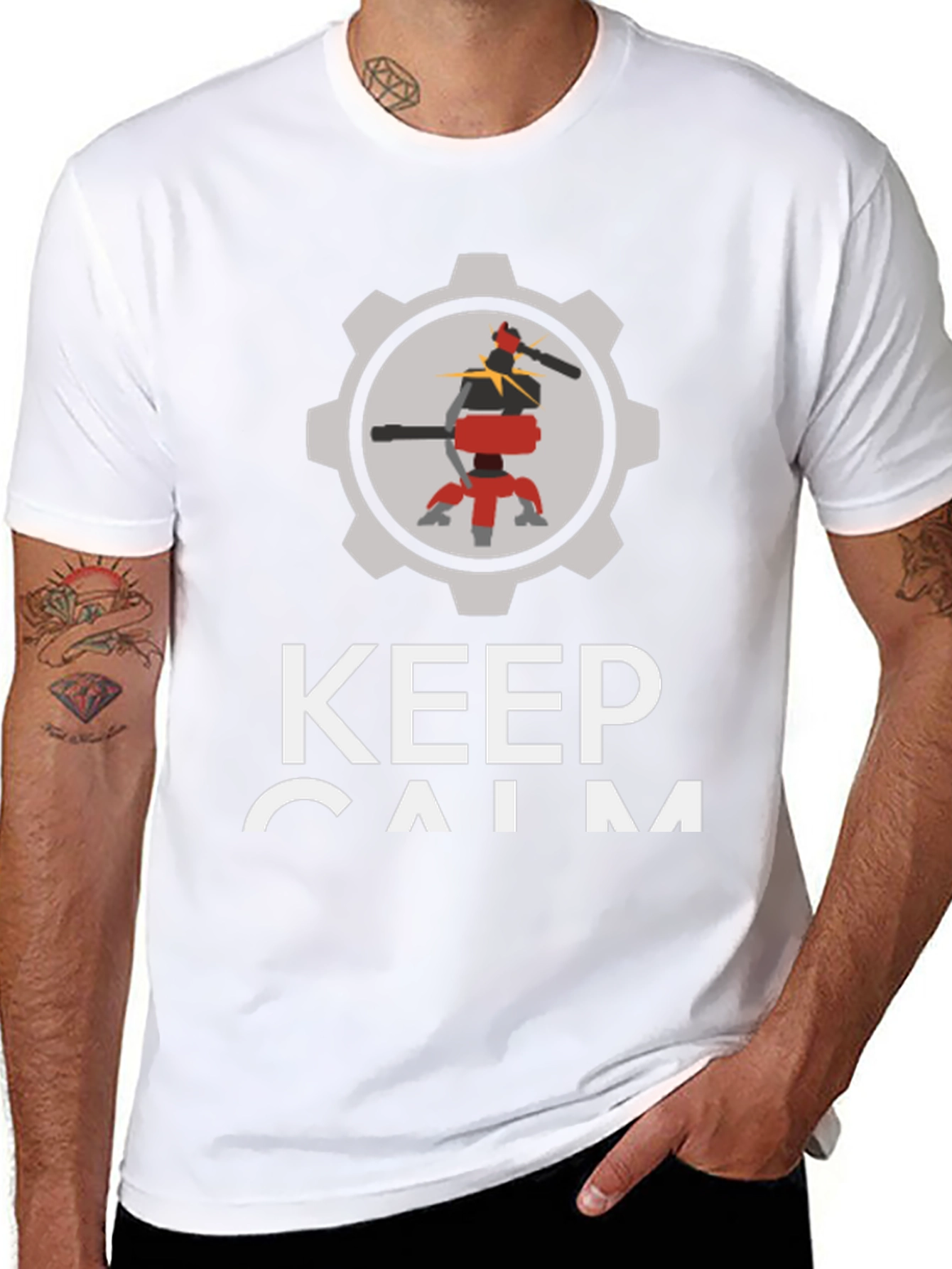 Keep Calm Automate T-Shirt - Black Cotton Robot Design