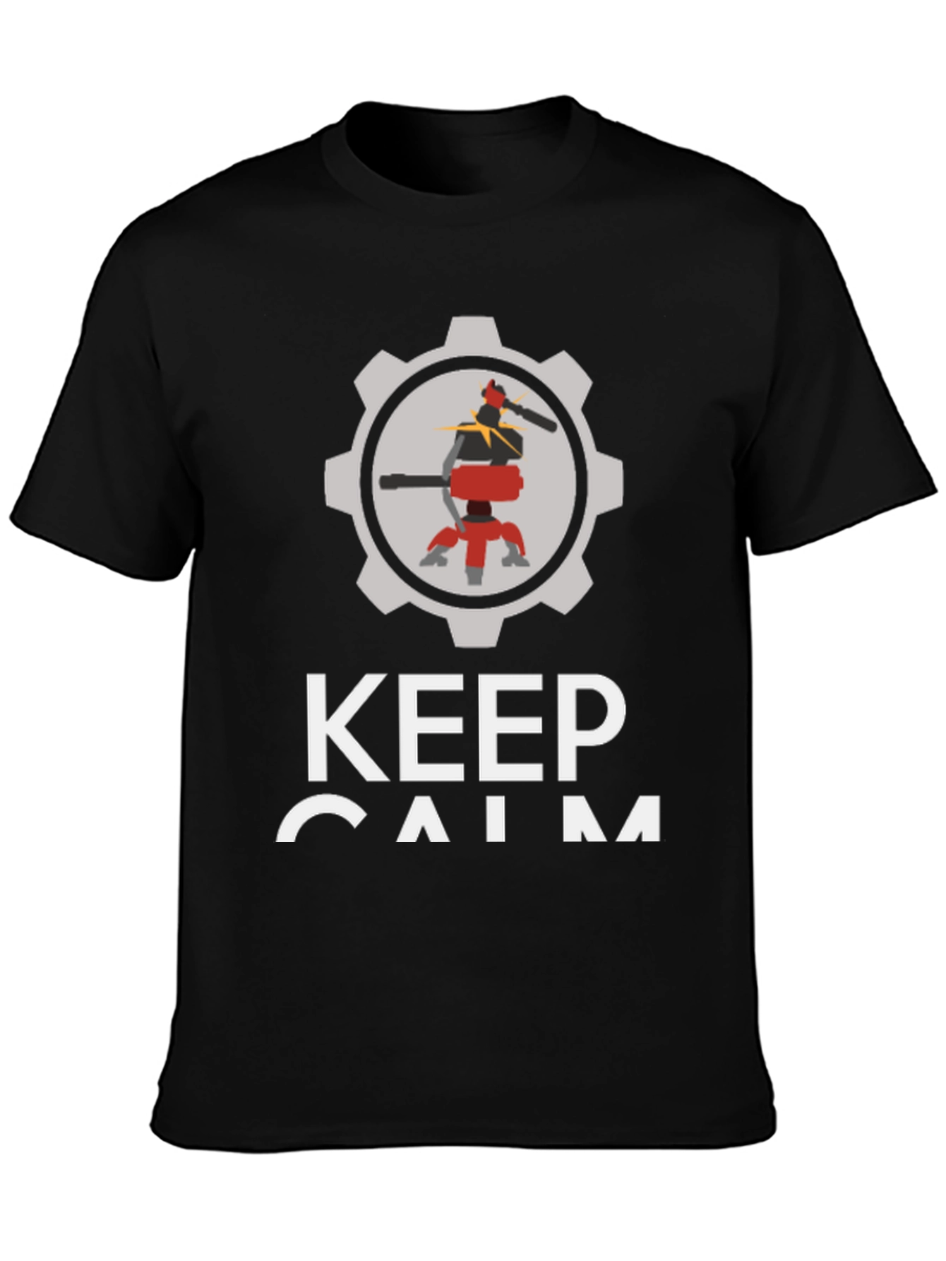 Keep Calm Automate T-Shirt - Black Cotton Robot Design