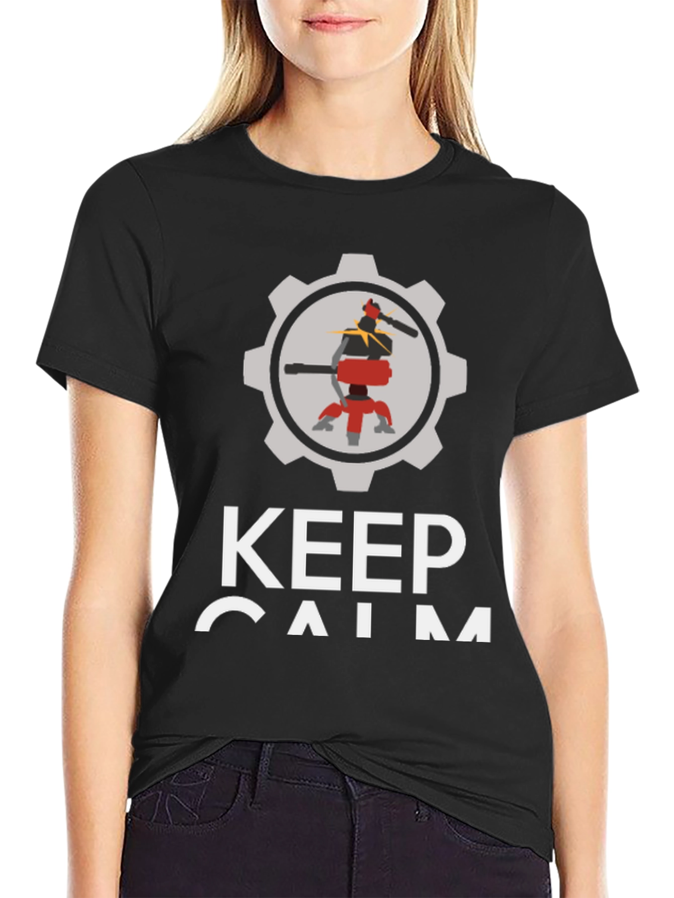 Keep Calm Automate T-Shirt - Black Cotton Robot Design