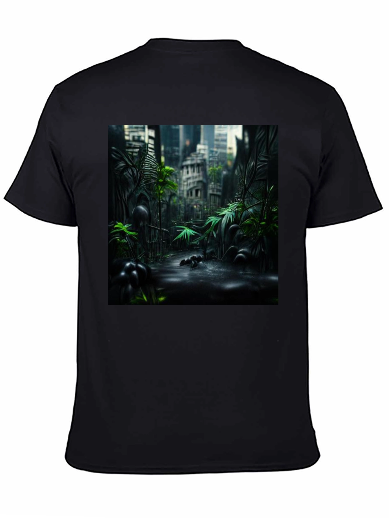 Urban Jungle Graphic Tee - Black Cotton T-Shirt