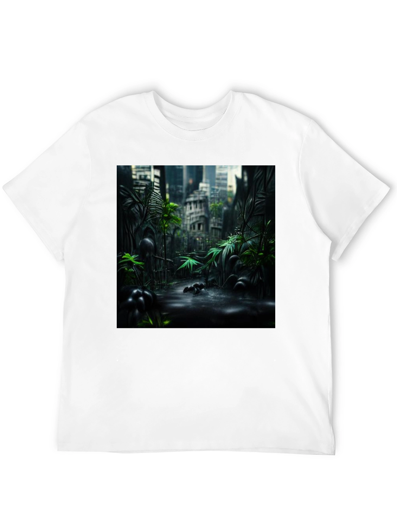 Urban Jungle Graphic Tee - Black Cotton T-Shirt