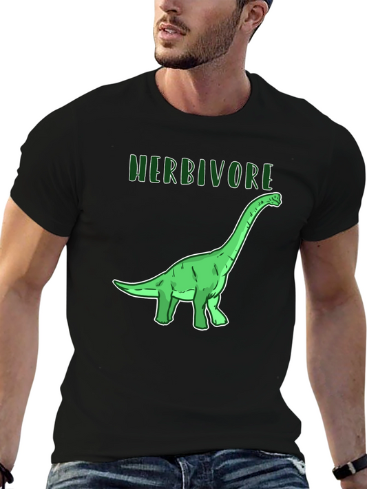 Herbivore Dinosaur Graphic T-Shirt - Black Cotton Tee