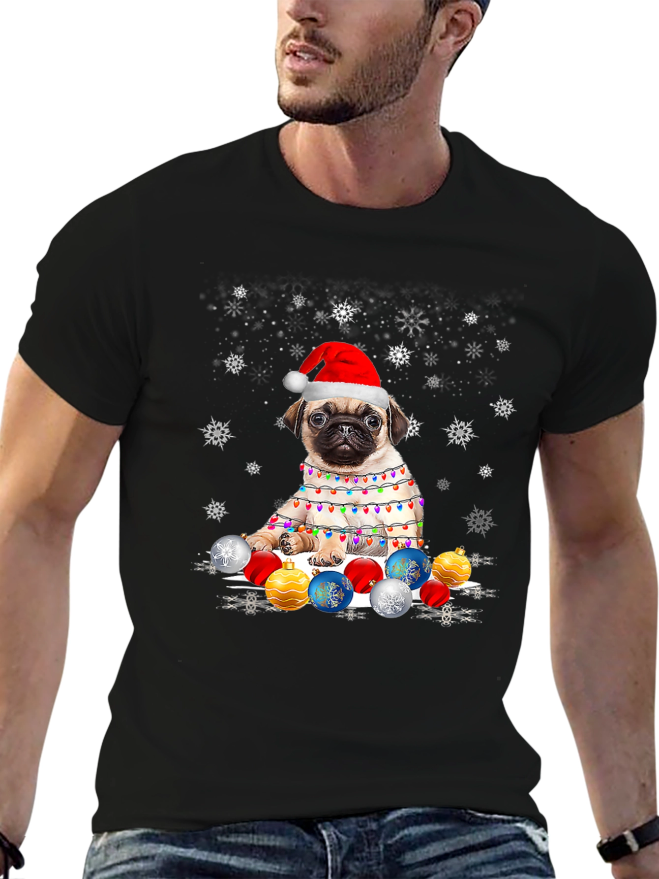 Festive Pug Christmas T-Shirt