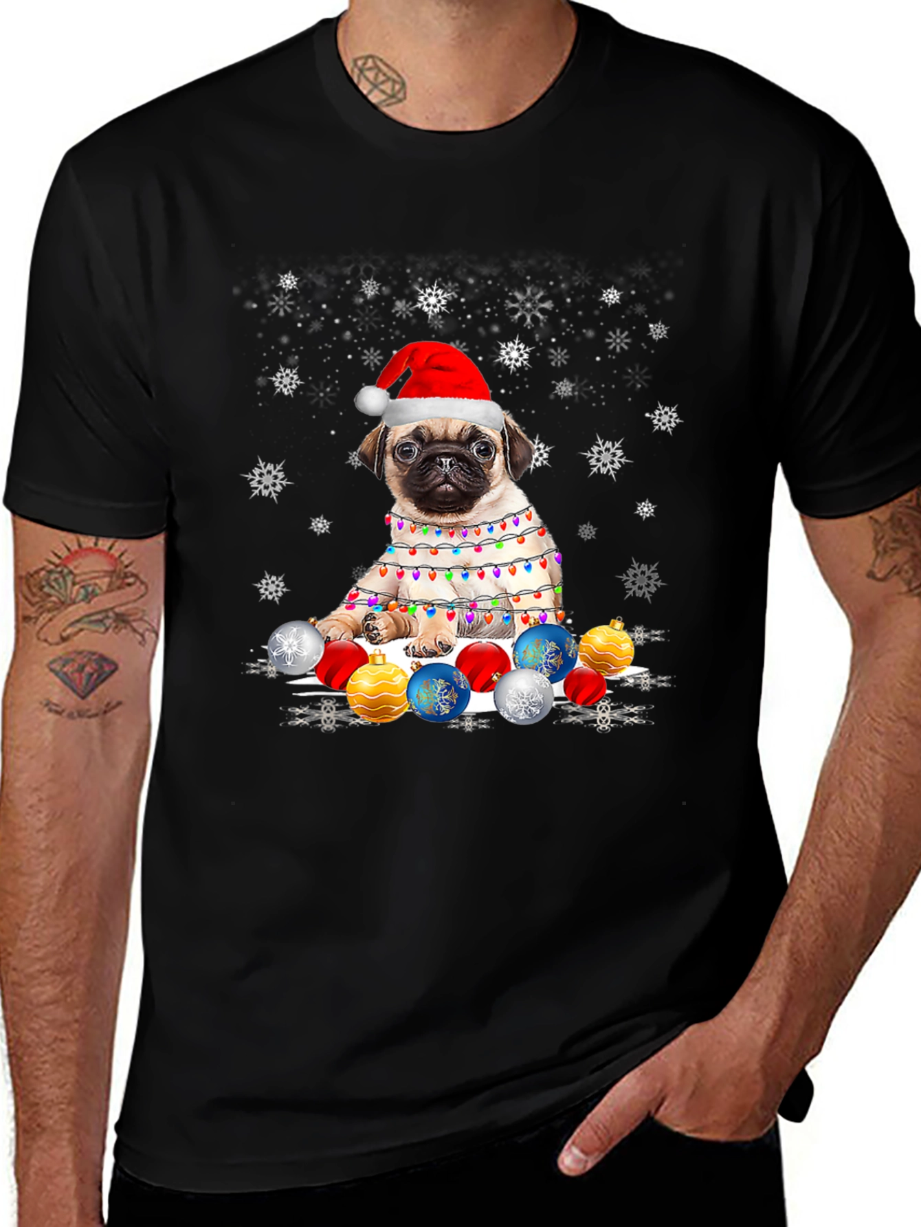 Festive Pug Christmas T-Shirt