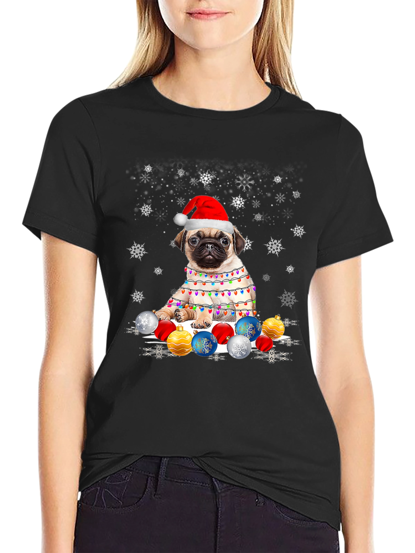 Festive Pug Christmas T-Shirt