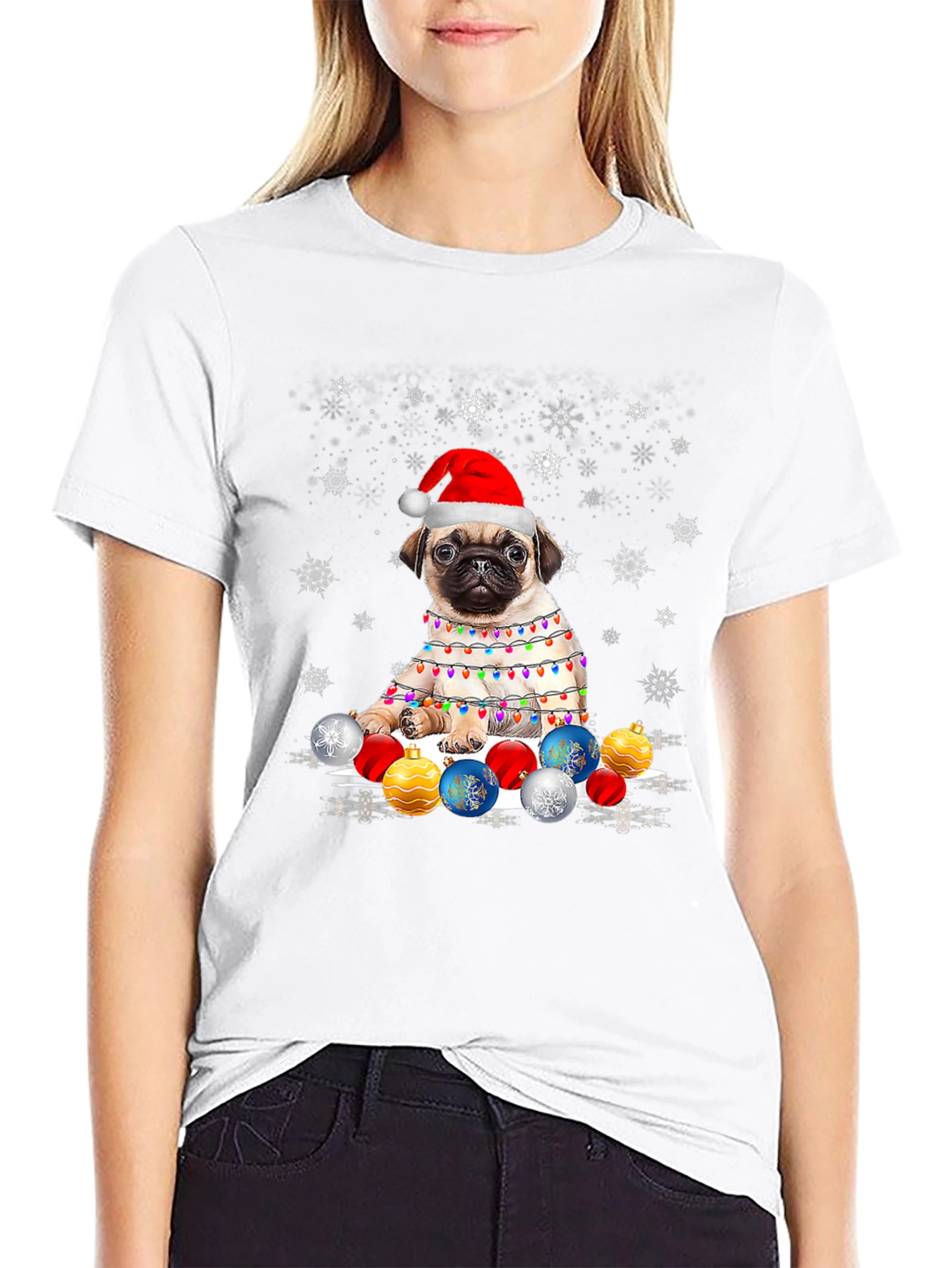 Festive Pug Christmas T-Shirt