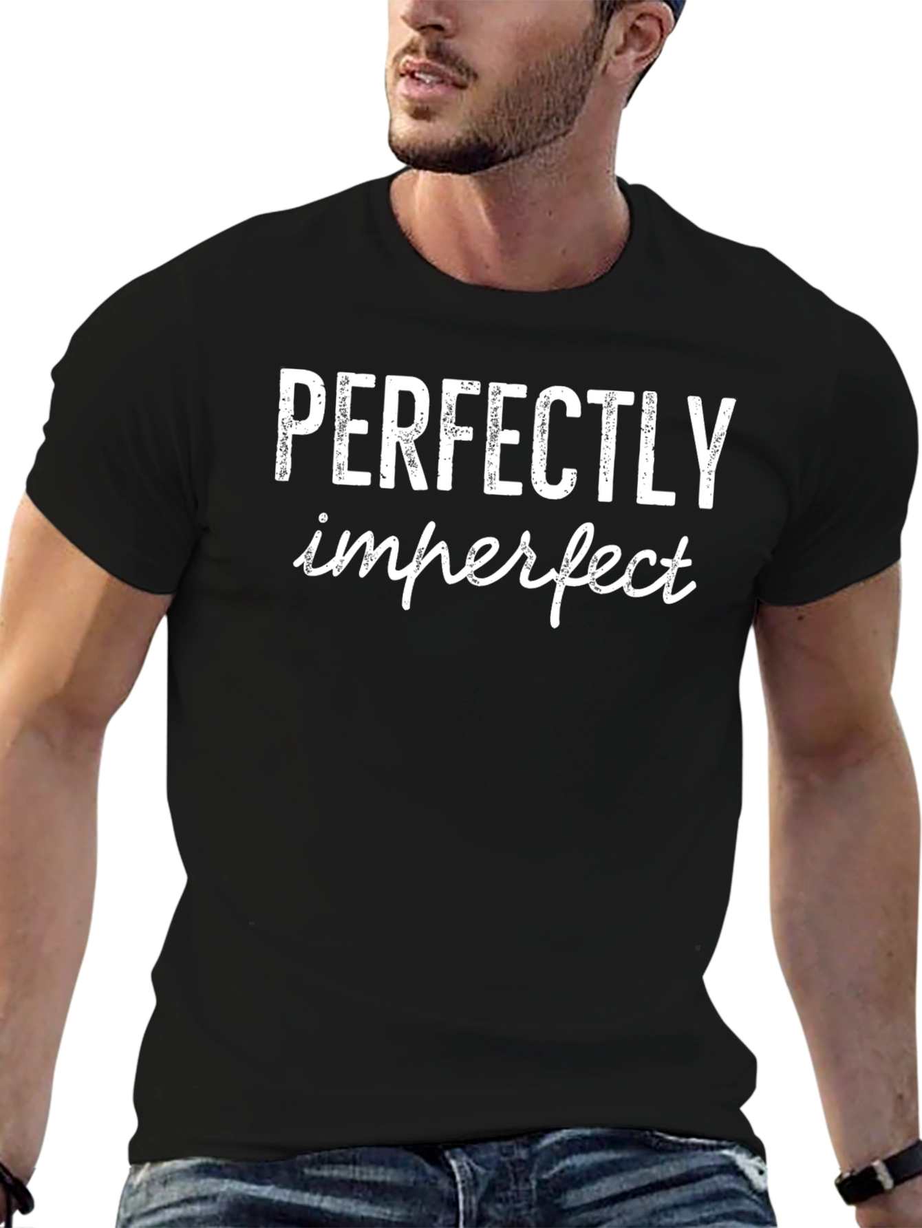 Perfectly Imperfect Black T-Shirt - Trendy Graphic Tee