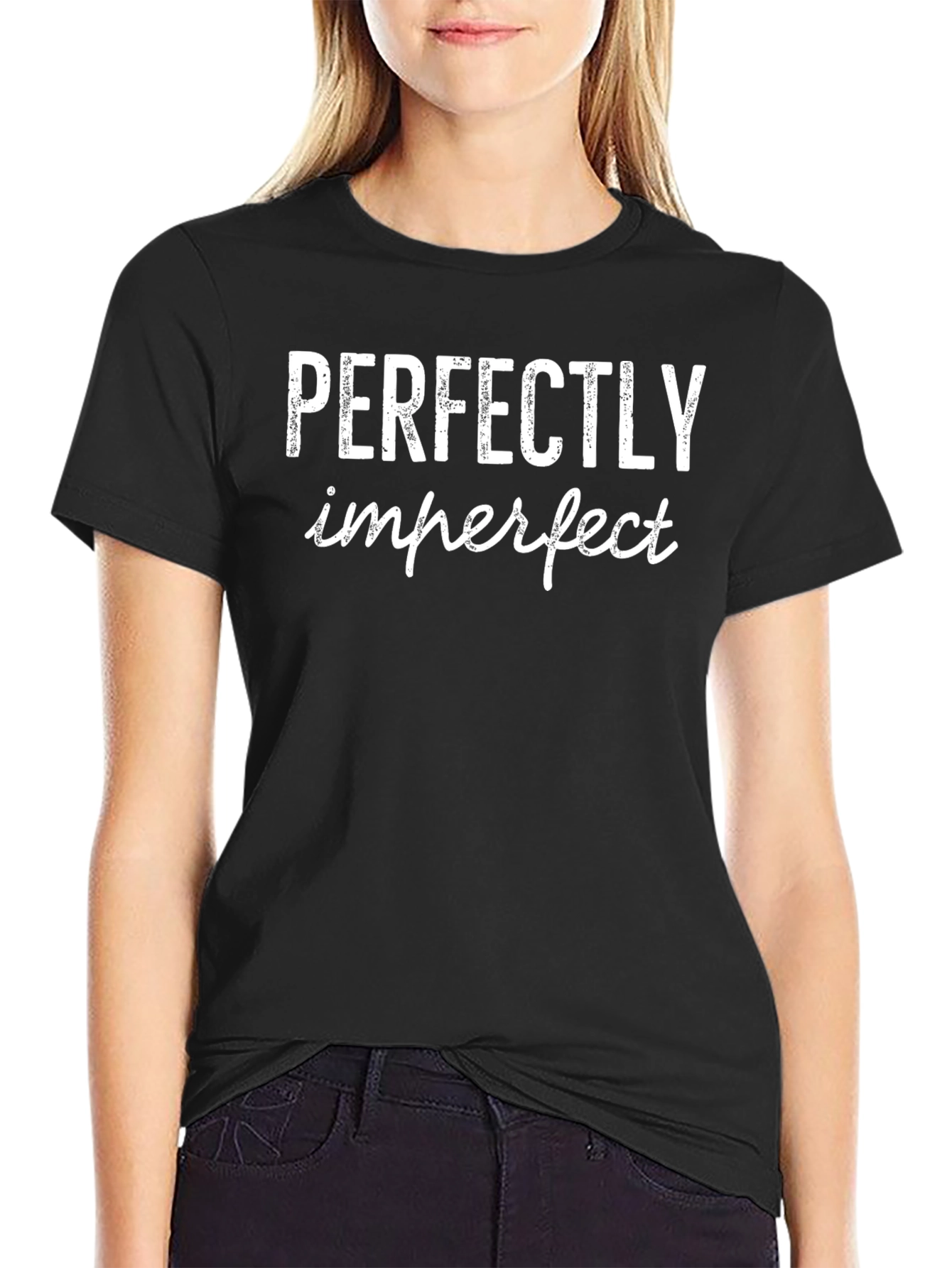 Perfectly Imperfect Black T-Shirt - Trendy Graphic Tee